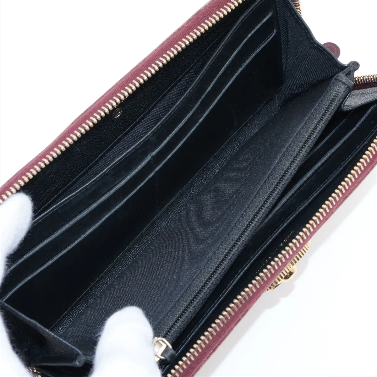 Mademoiselle Lambskin Round Zip Wallet, Red with Gold Hardware, 22670352 — view 5