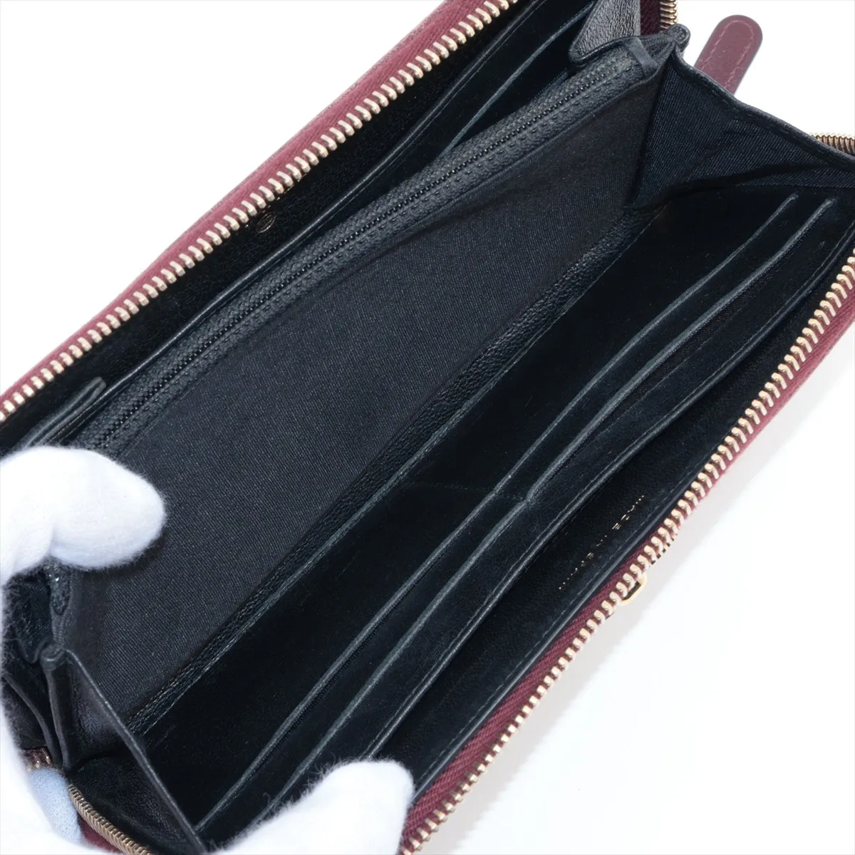 Mademoiselle Lambskin Round Zip Wallet, Red with Gold Hardware, 22670352 — view 6