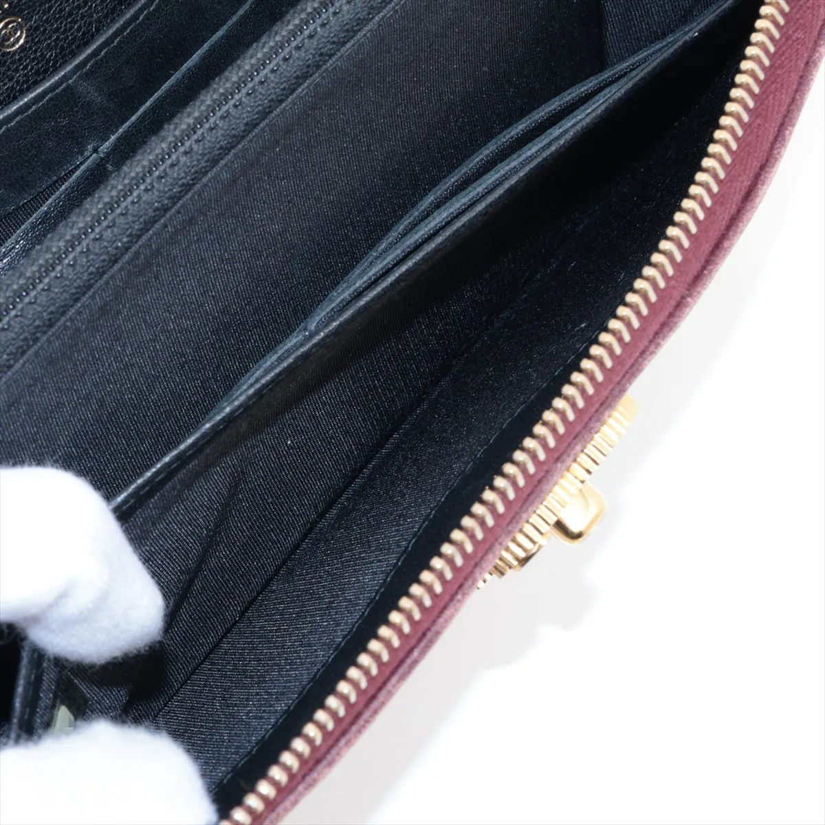 Mademoiselle Lambskin Round Zip Wallet, Red with Gold Hardware, 22670352 — view 7