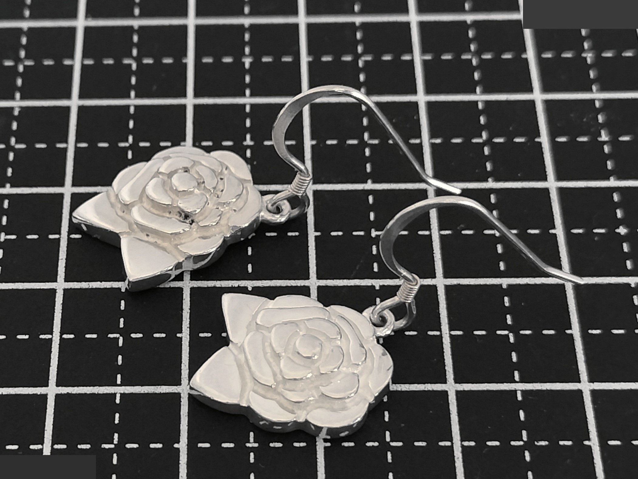 Camellia 925 Silver Earrings, 7.2g — view 4