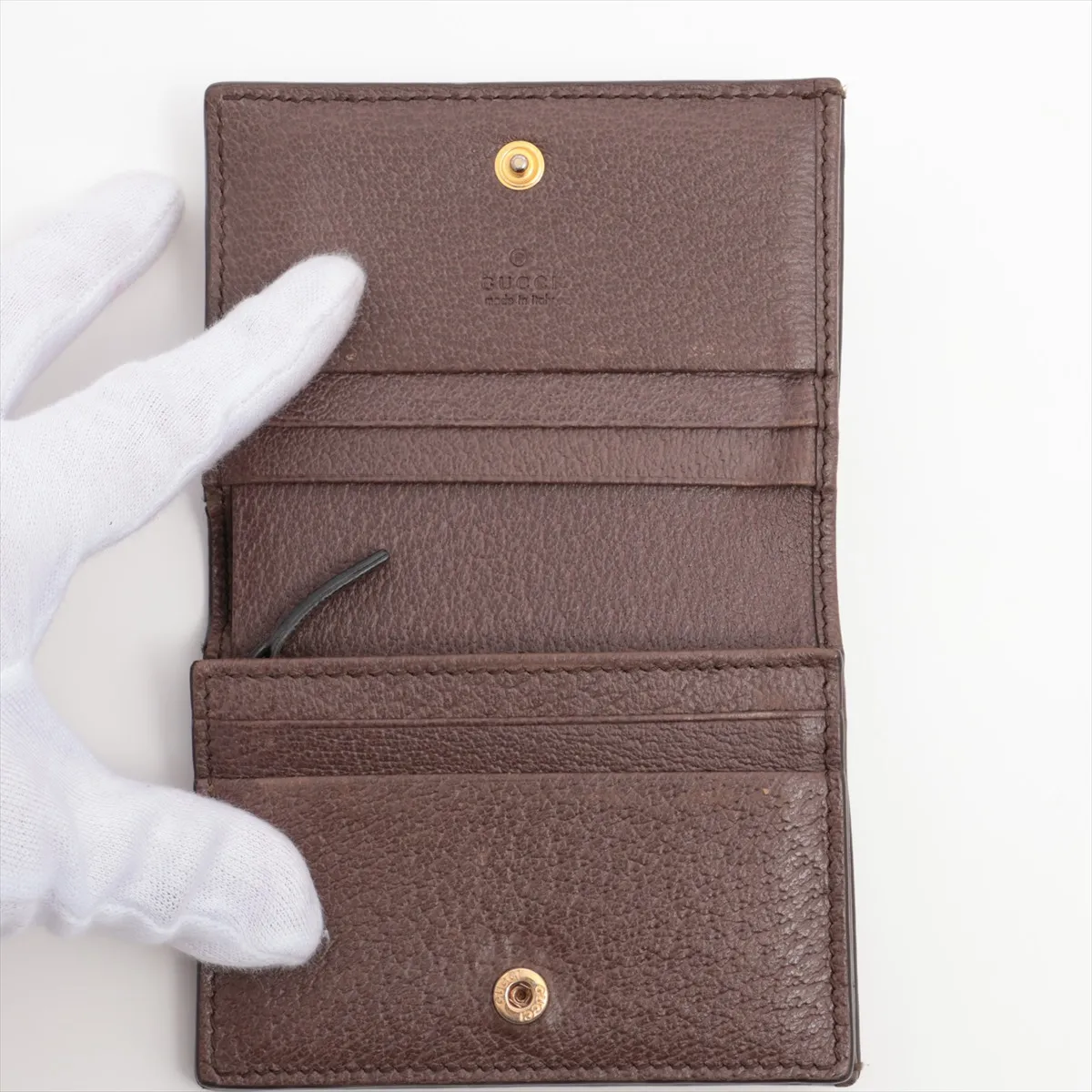 GG Supreme 523155 PVC x Leather Compact Wallet Brown — view 3