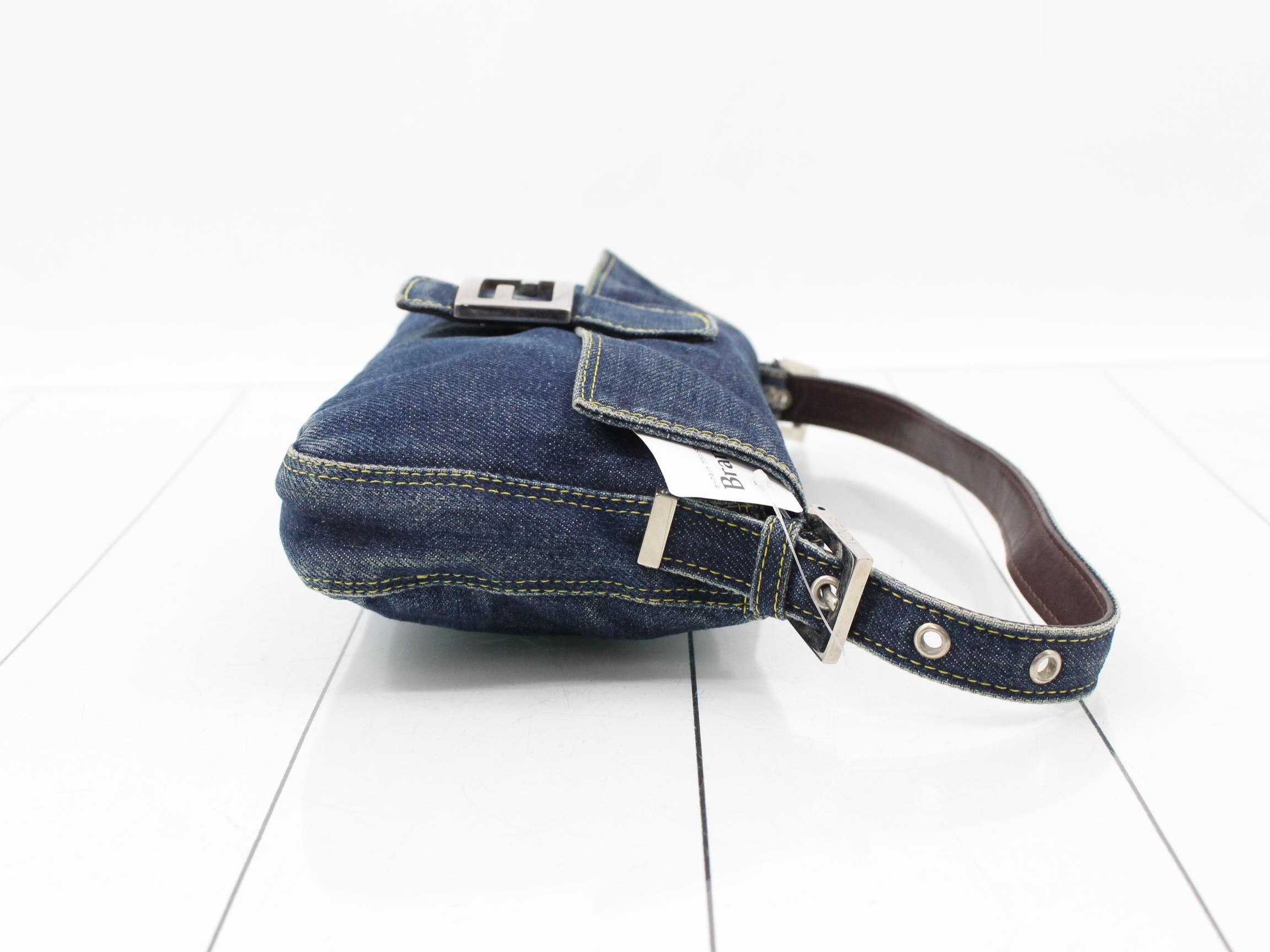 Mamma Baguette One-Shoulder Bag, Denim, Navy — view 3