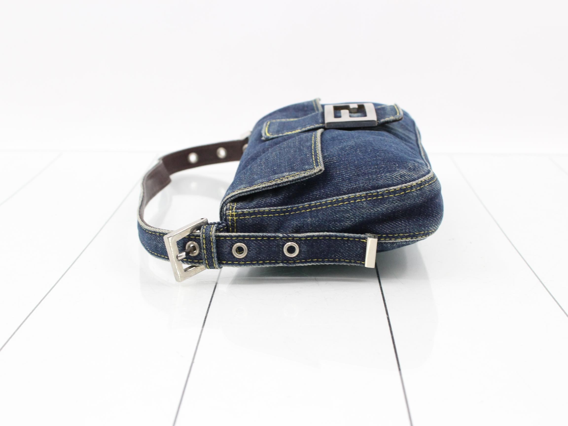 Mamma Baguette One-Shoulder Bag, Denim, Navy — view 4
