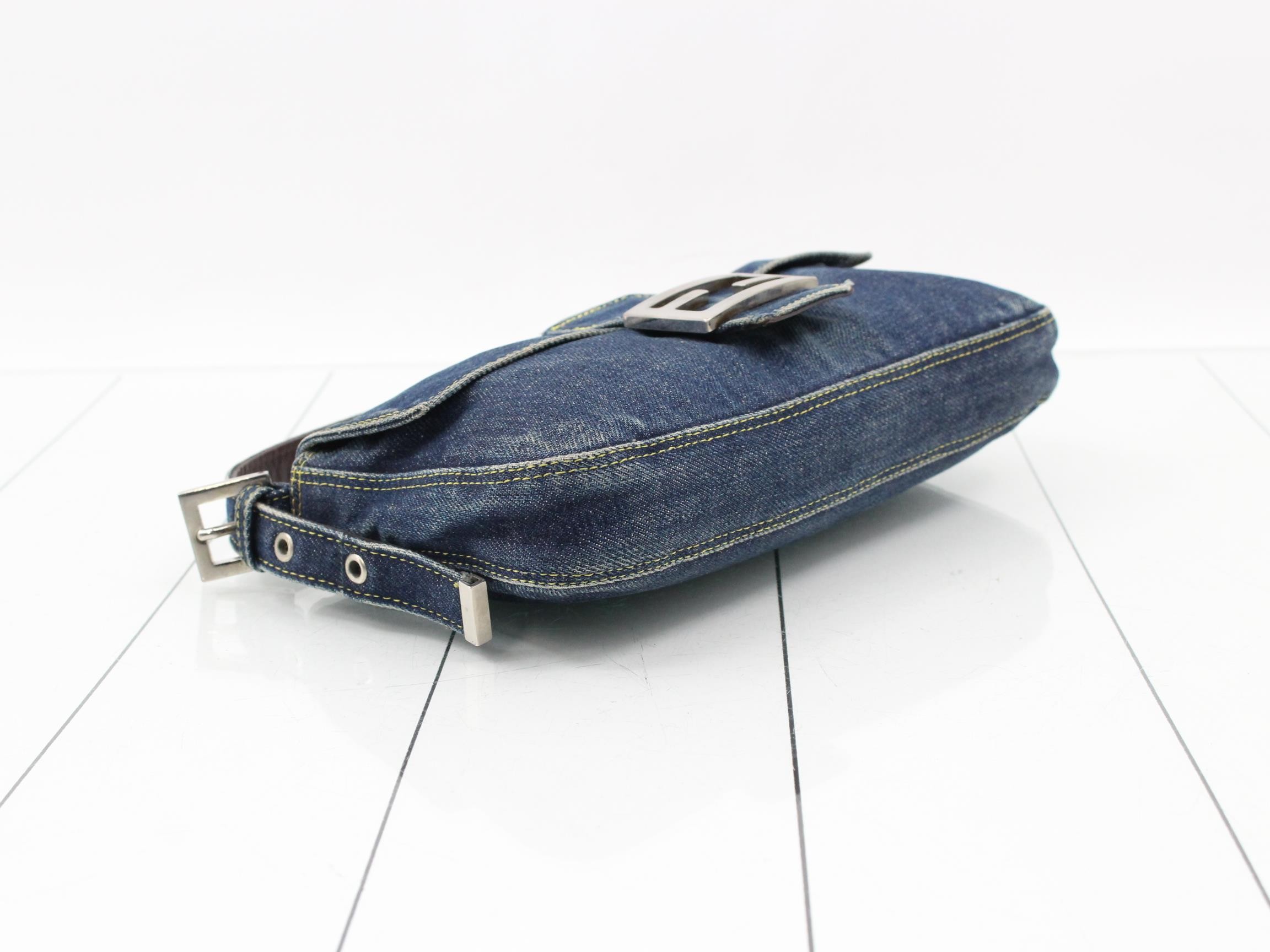 Mamma Baguette One-Shoulder Bag, Denim, Navy — view 5