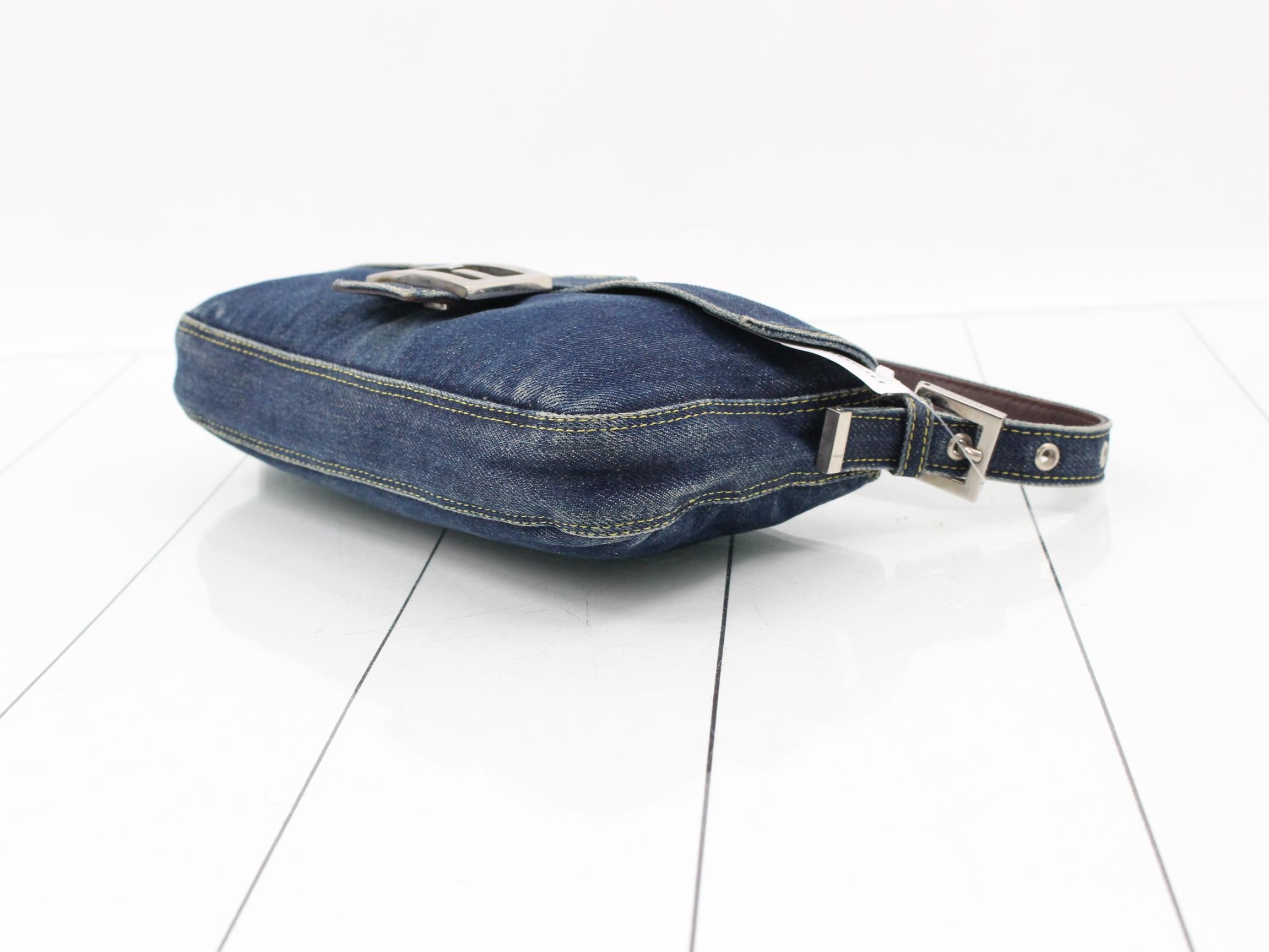 Mamma Baguette One-Shoulder Bag, Denim, Navy — view 6