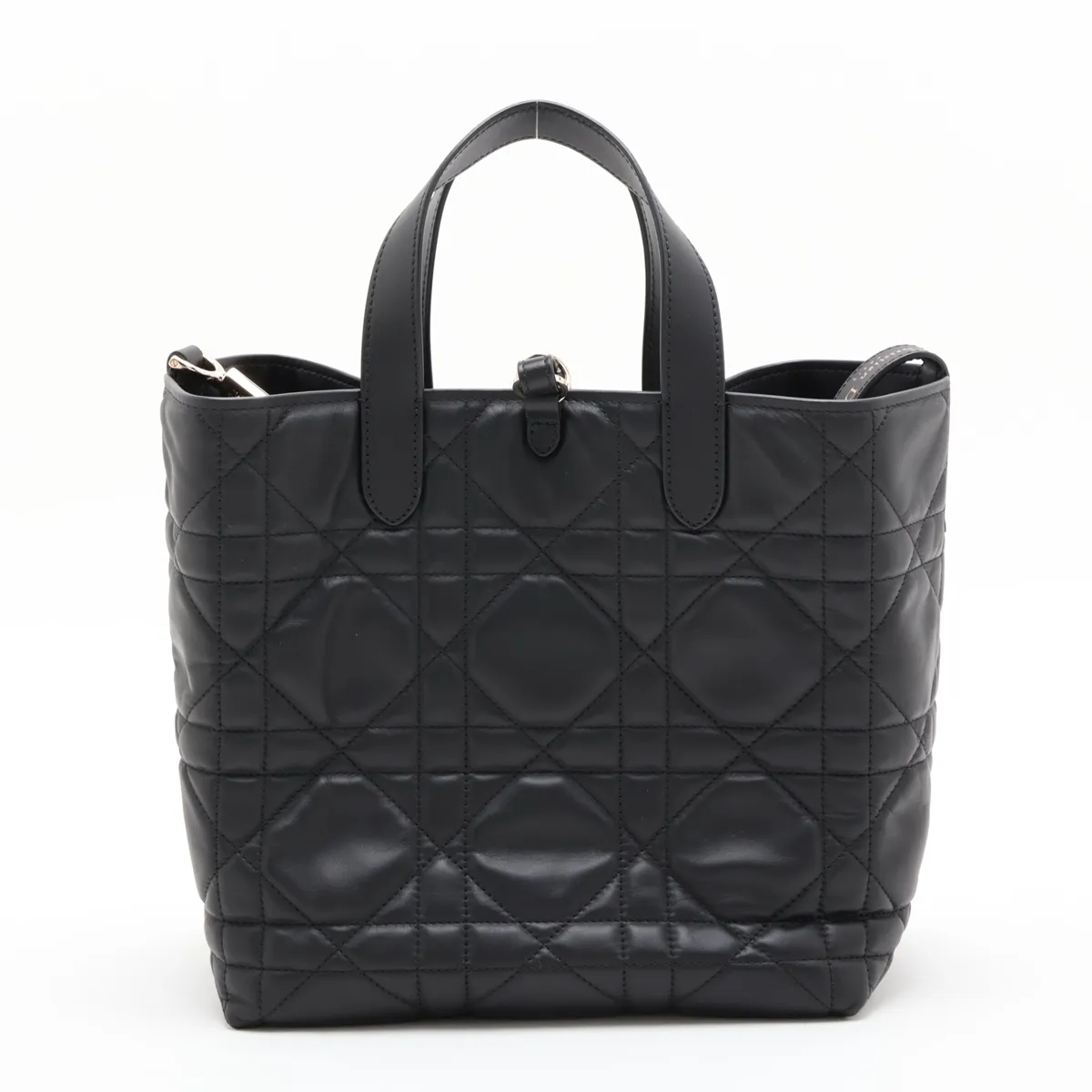 Lady Dior Cannage Toujours Vertical Medium Leather 2-Way Handbag, Black — view 2