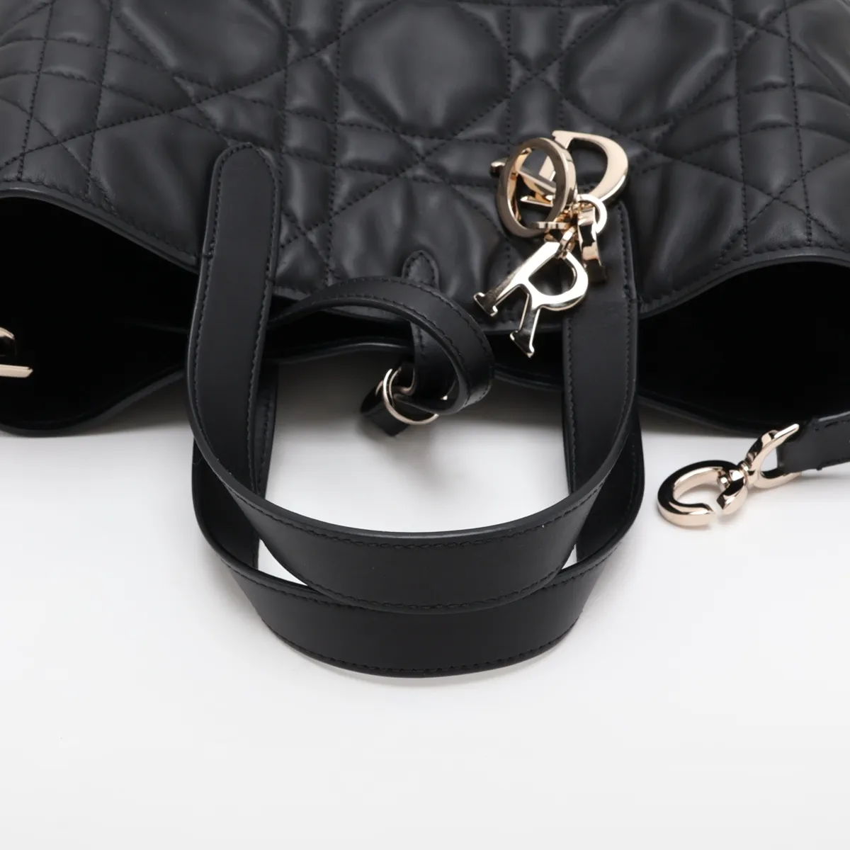 Lady Dior Cannage Toujours Vertical Medium Leather 2-Way Handbag, Black — view 5