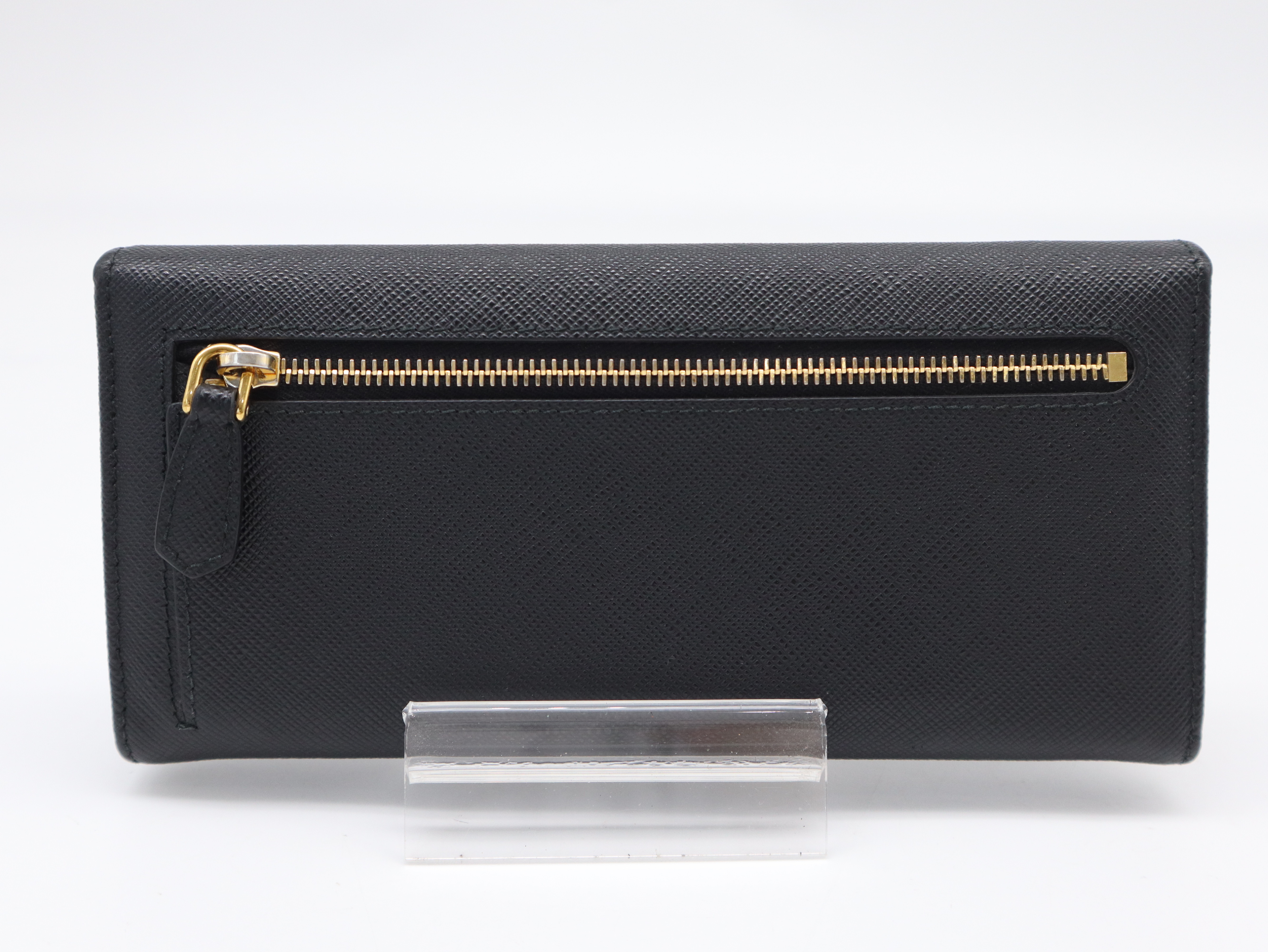 1MH132 Saffiano Leather Long Wallet, Black — view 2