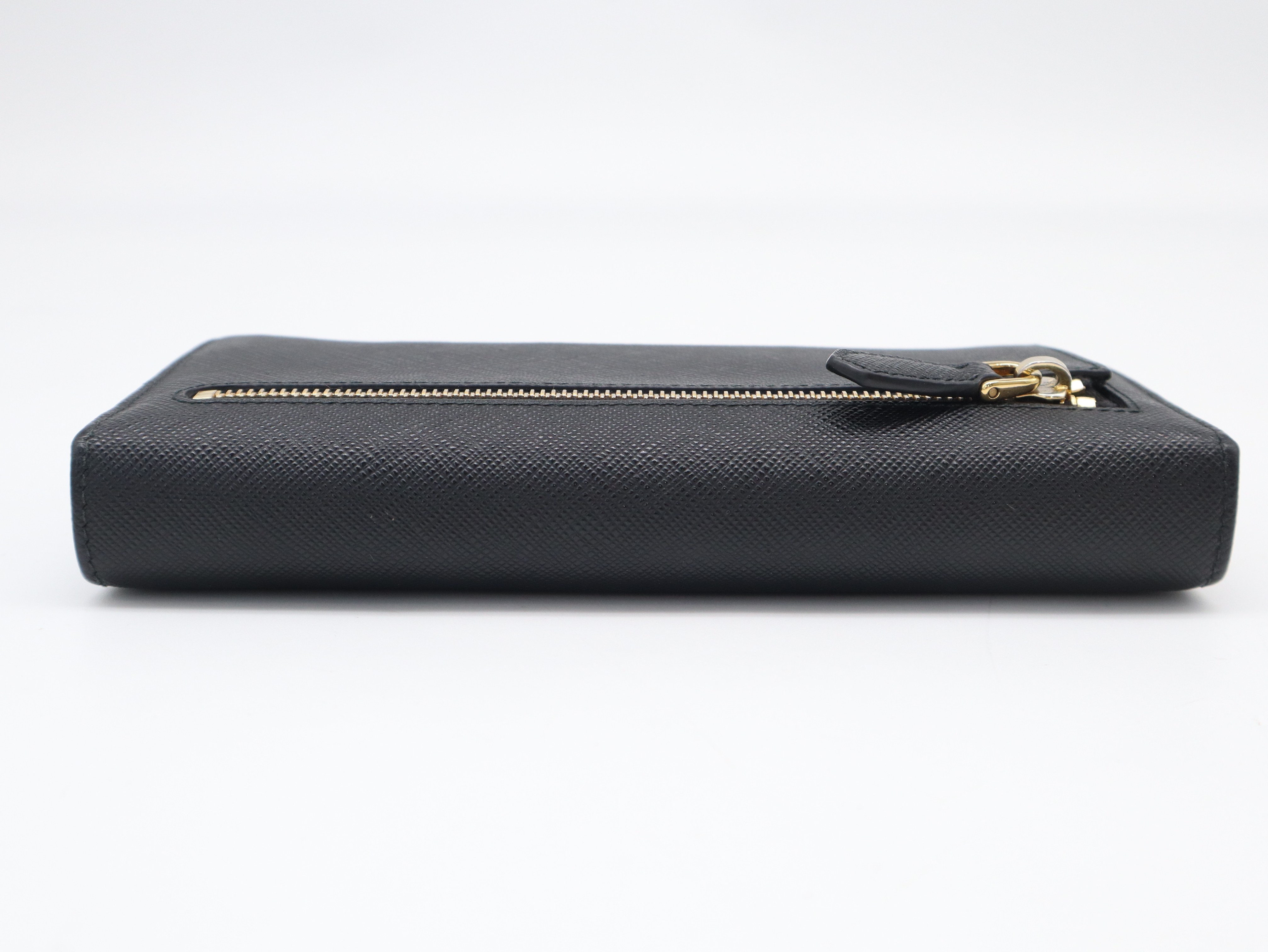 1MH132 Saffiano Leather Long Wallet, Black — view 4