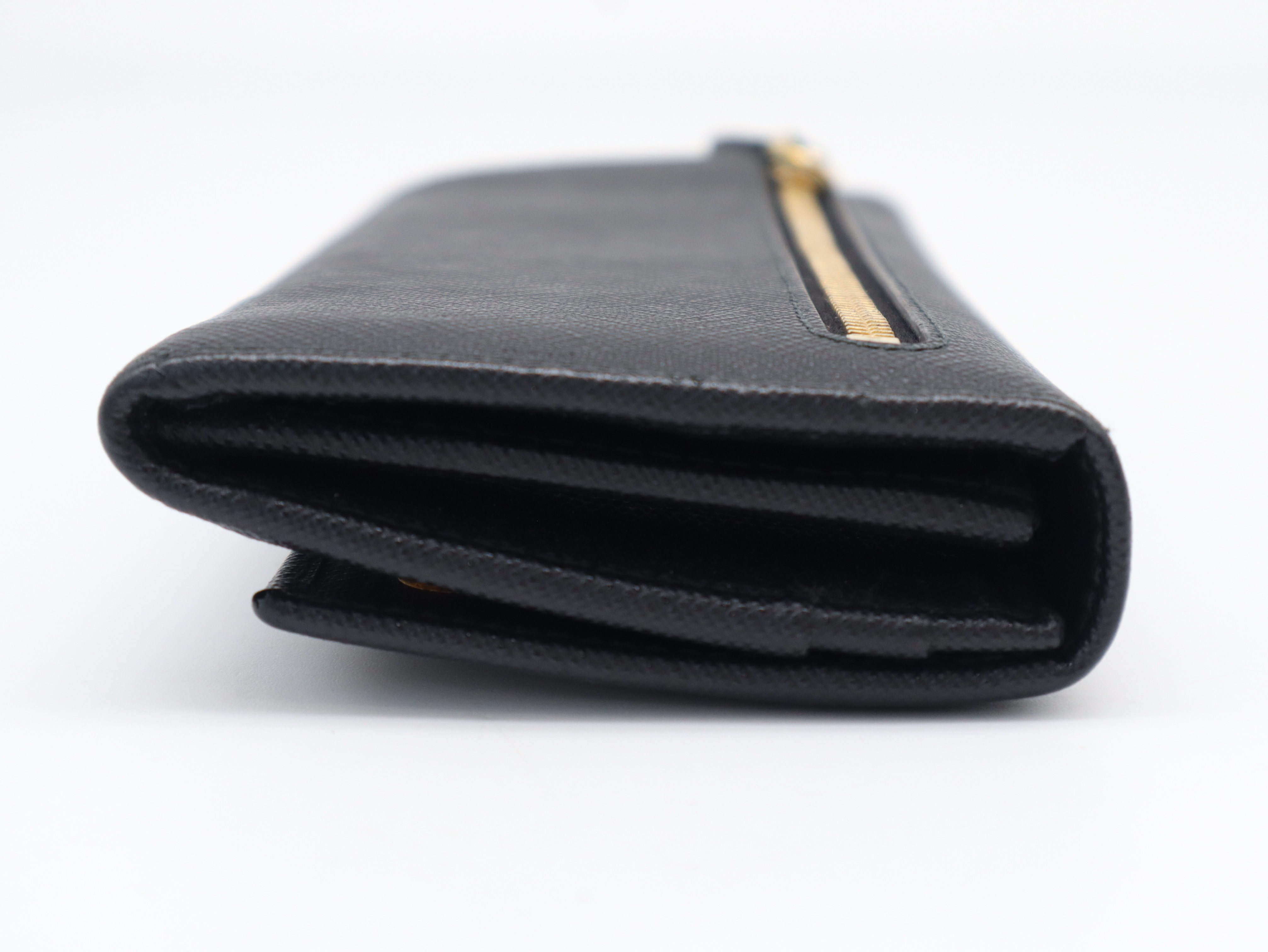 1MH132 Saffiano Leather Long Wallet, Black — view 6