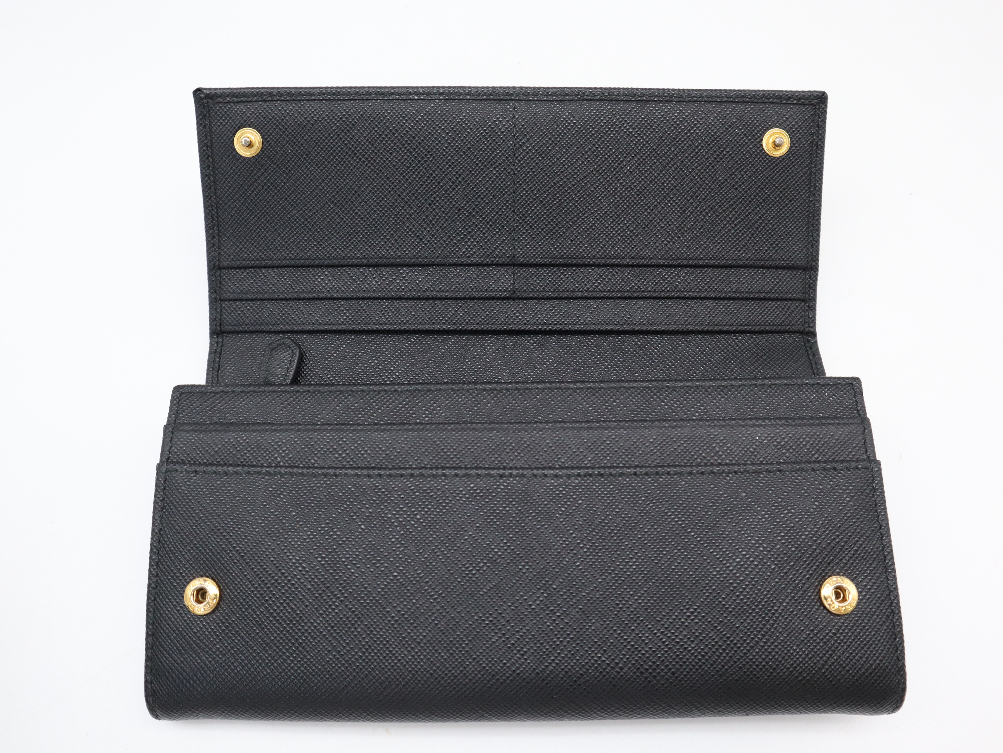 1MH132 Saffiano Leather Long Wallet, Black — view 8