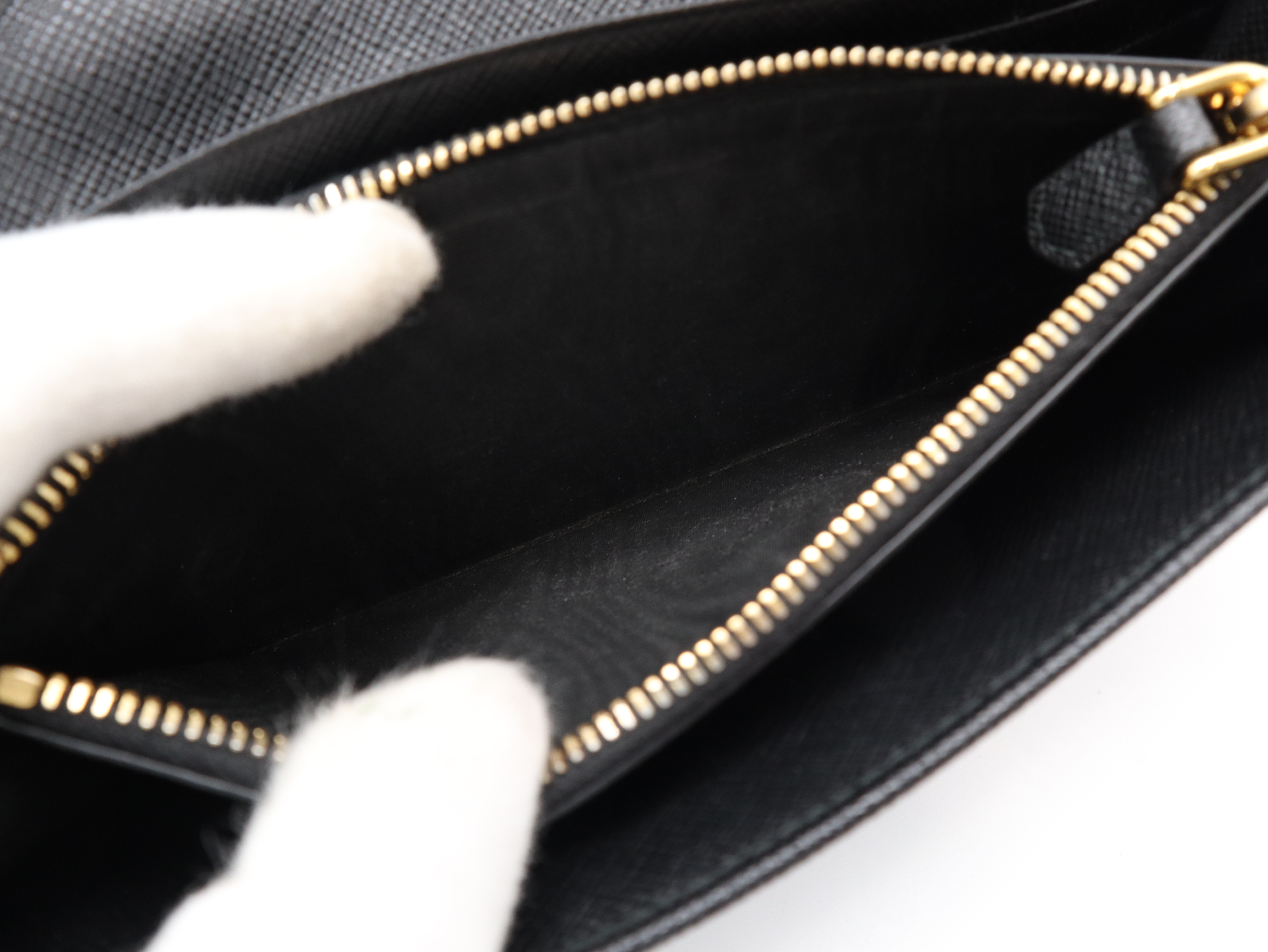 1MH132 Saffiano Leather Long Wallet, Black — view 10
