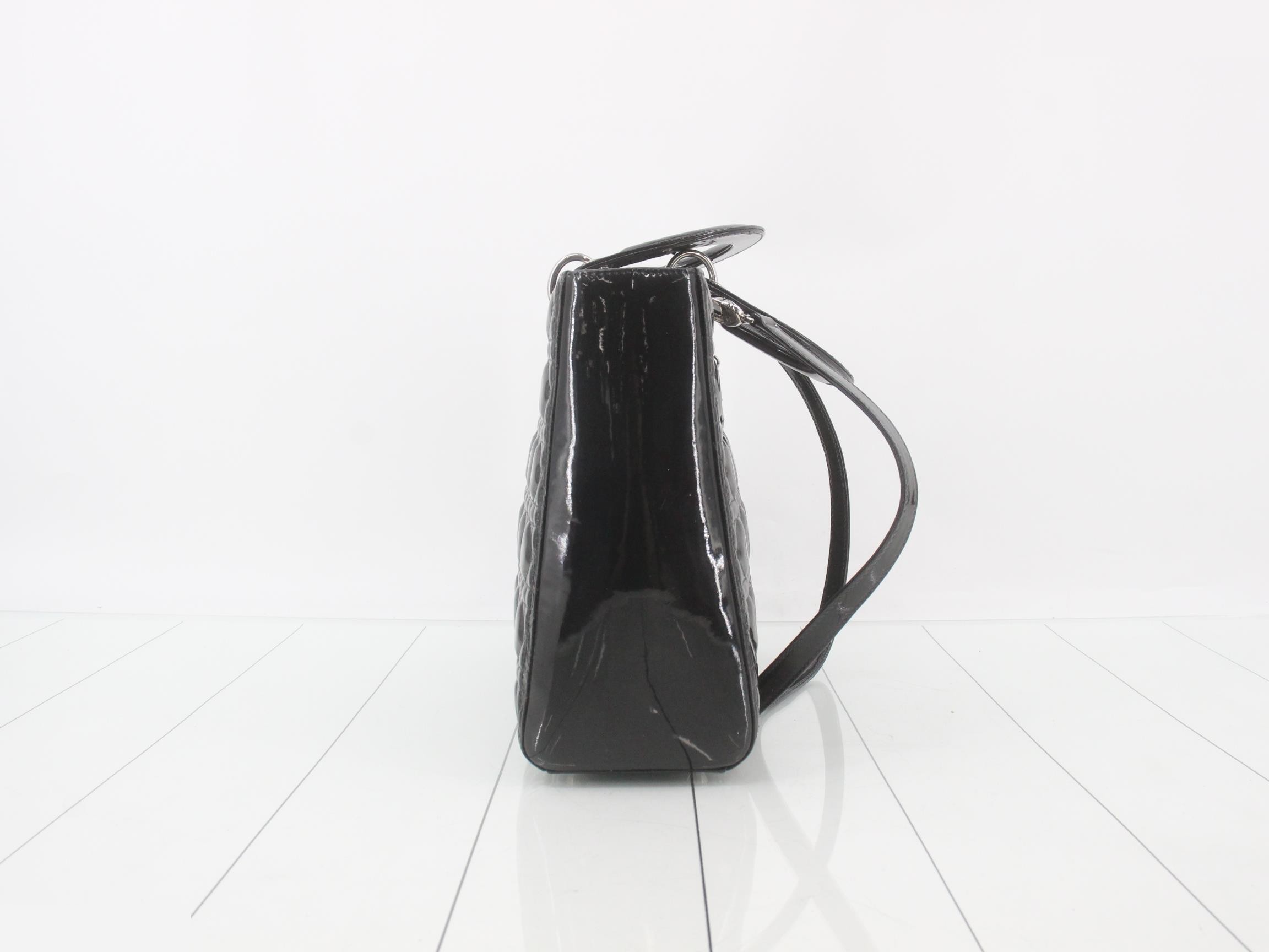 Lady Dior 2-way handbag, patent leather, black — view 4