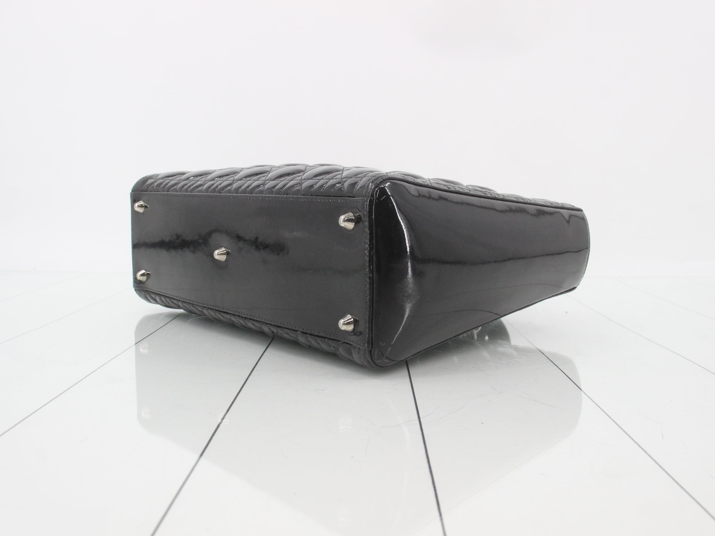 Lady Dior 2-way handbag, patent leather, black — view 6