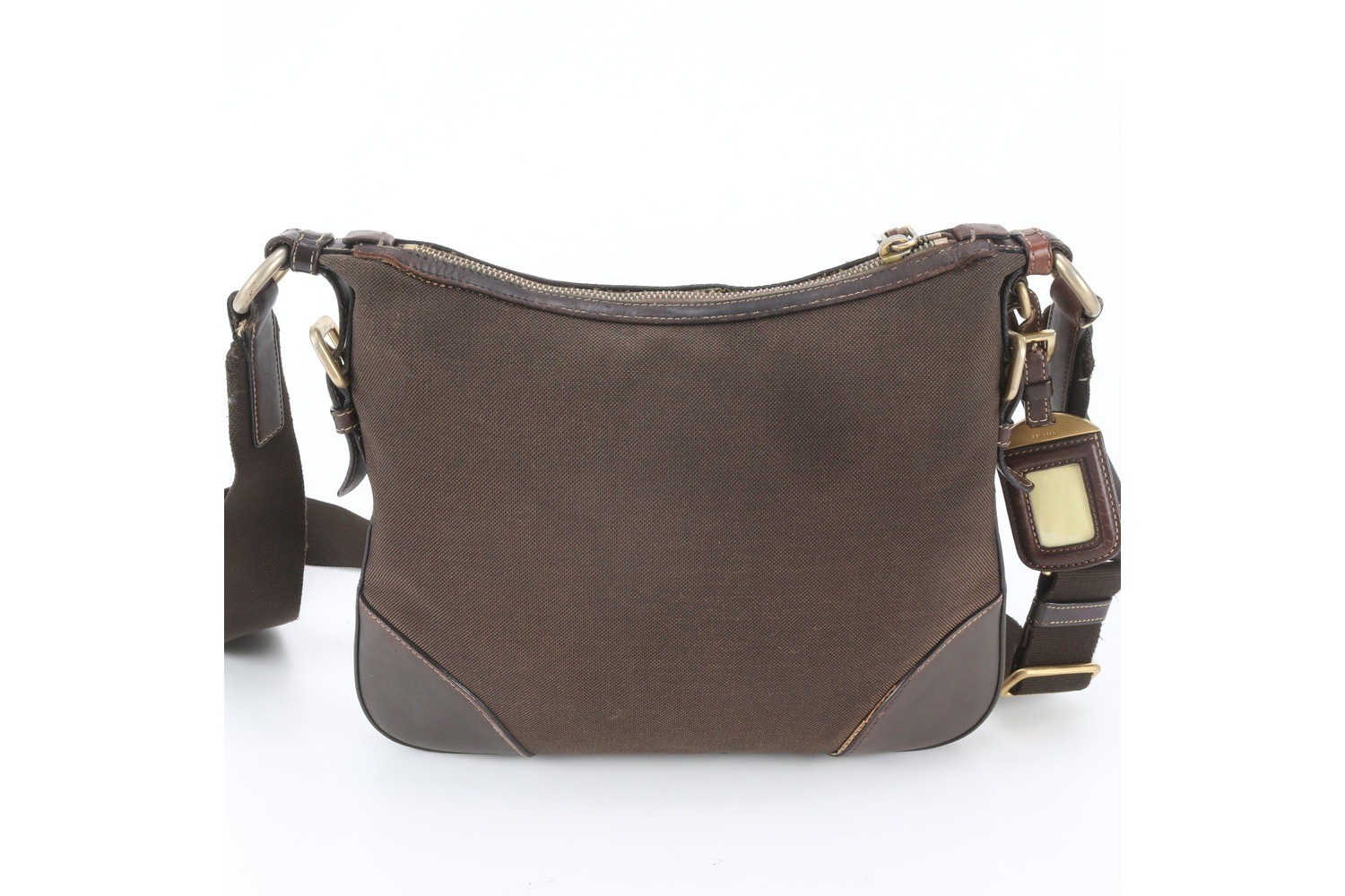 Leather and canvas shoulder bag, crossbody bag, messenger bag. — view 2