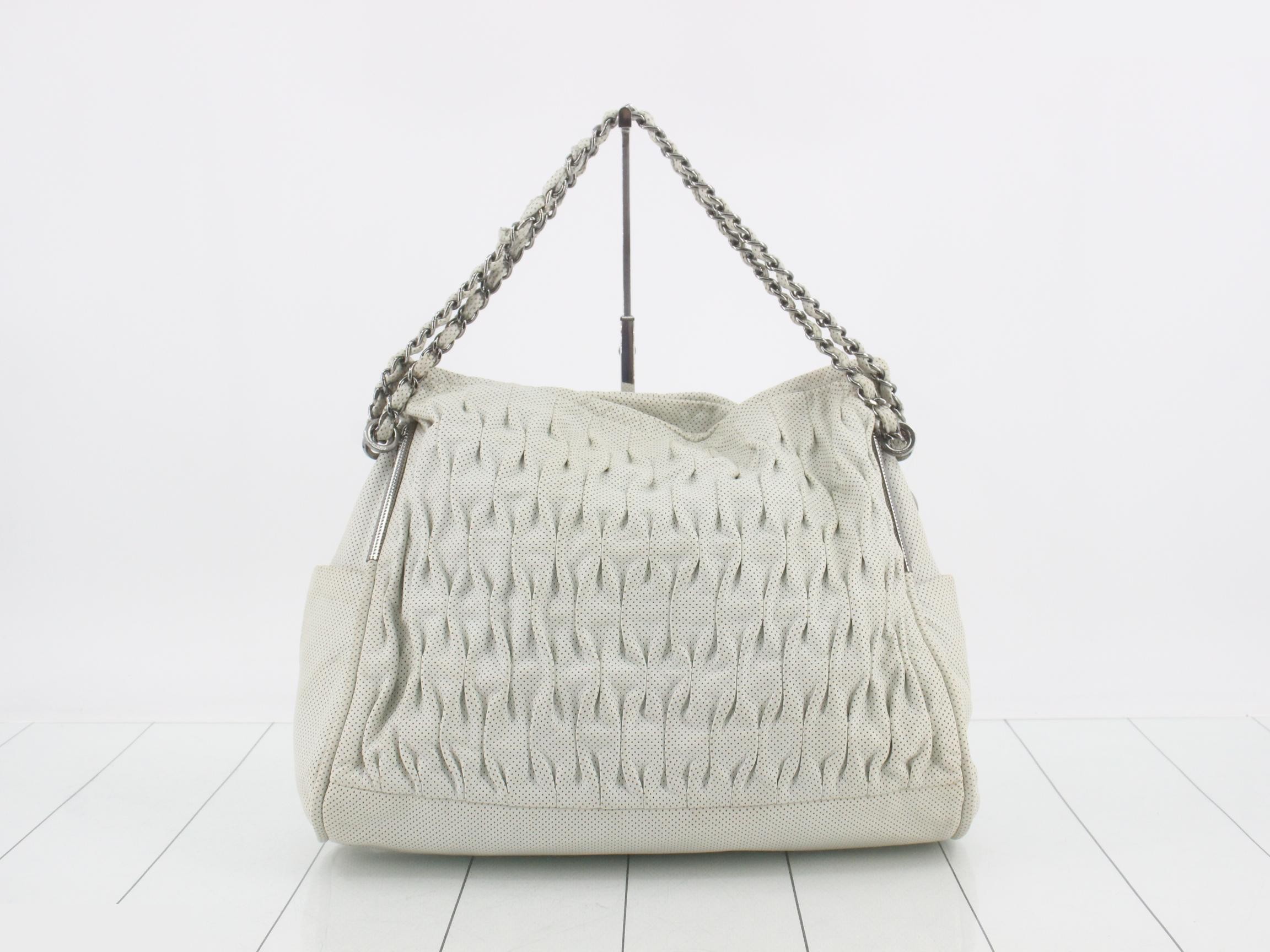Leather perforated chain semi-shoulder bag — view 2