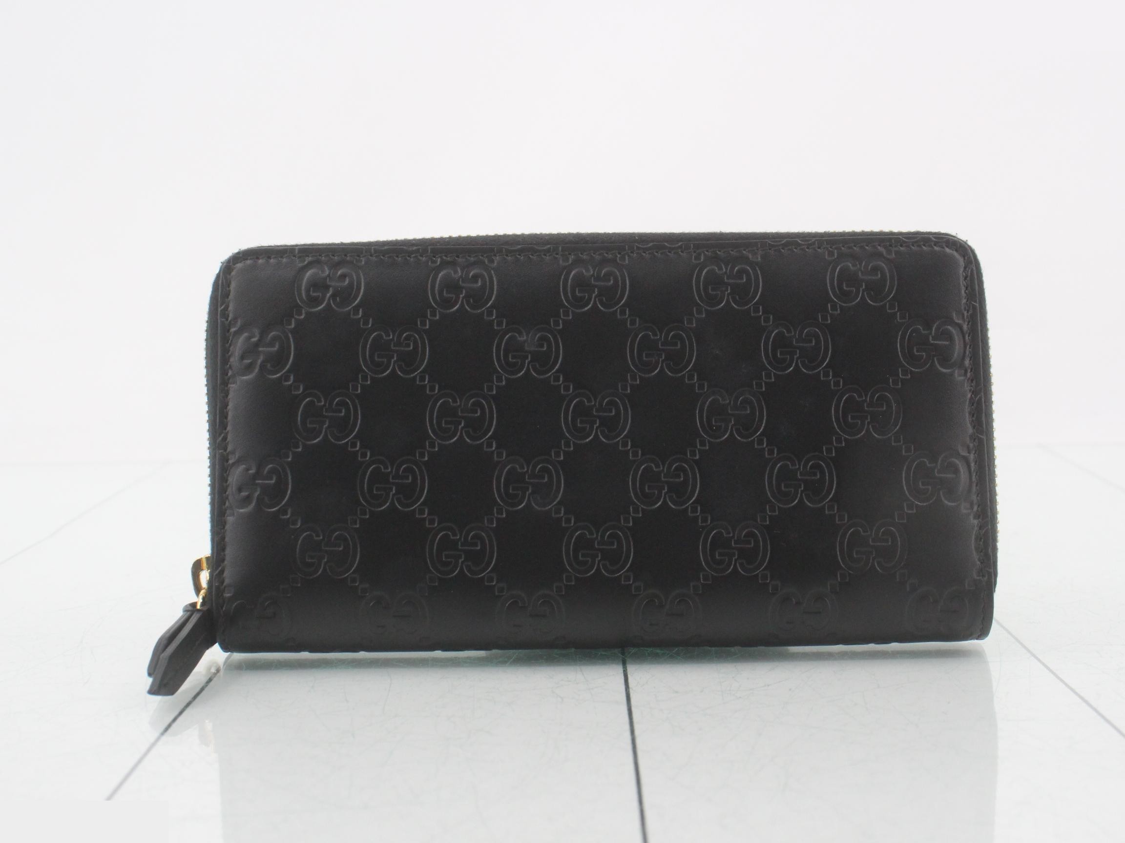 Guccissima round zipper long wallet, black