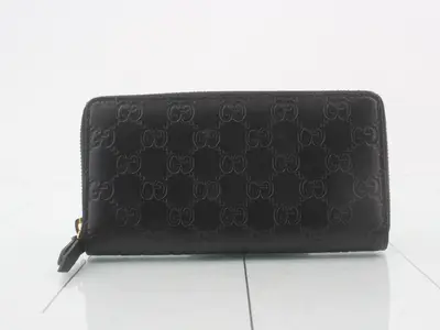 Guccissima round zipper long wallet, black