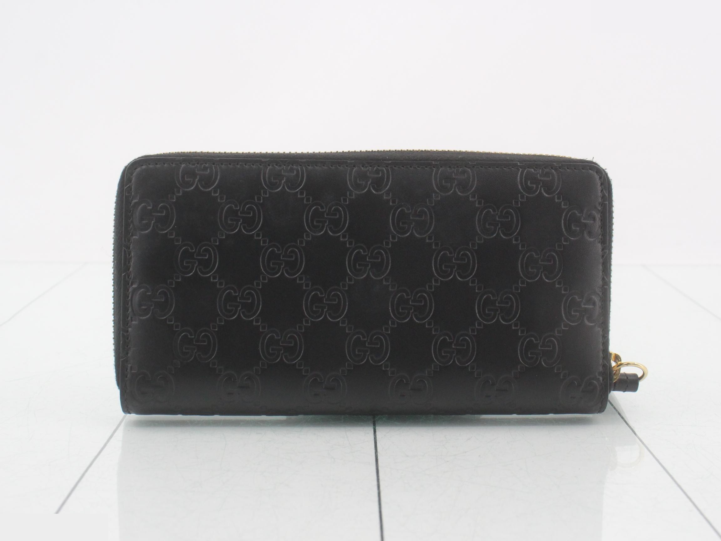 Guccissima round zipper long wallet, black — view 2
