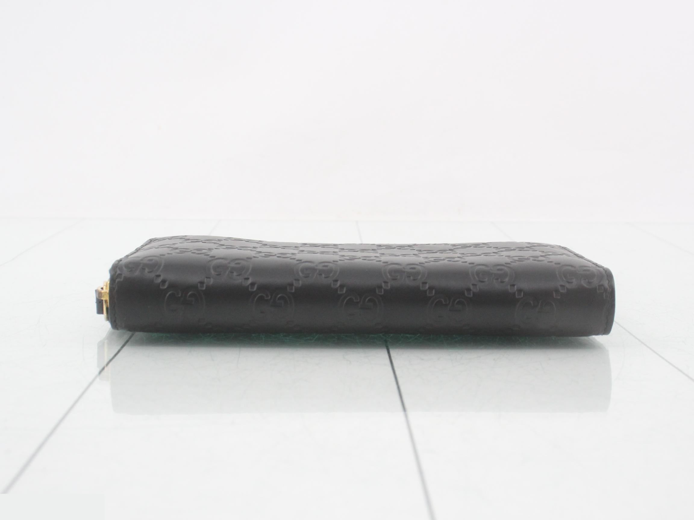 Guccissima round zipper long wallet, black — view 3
