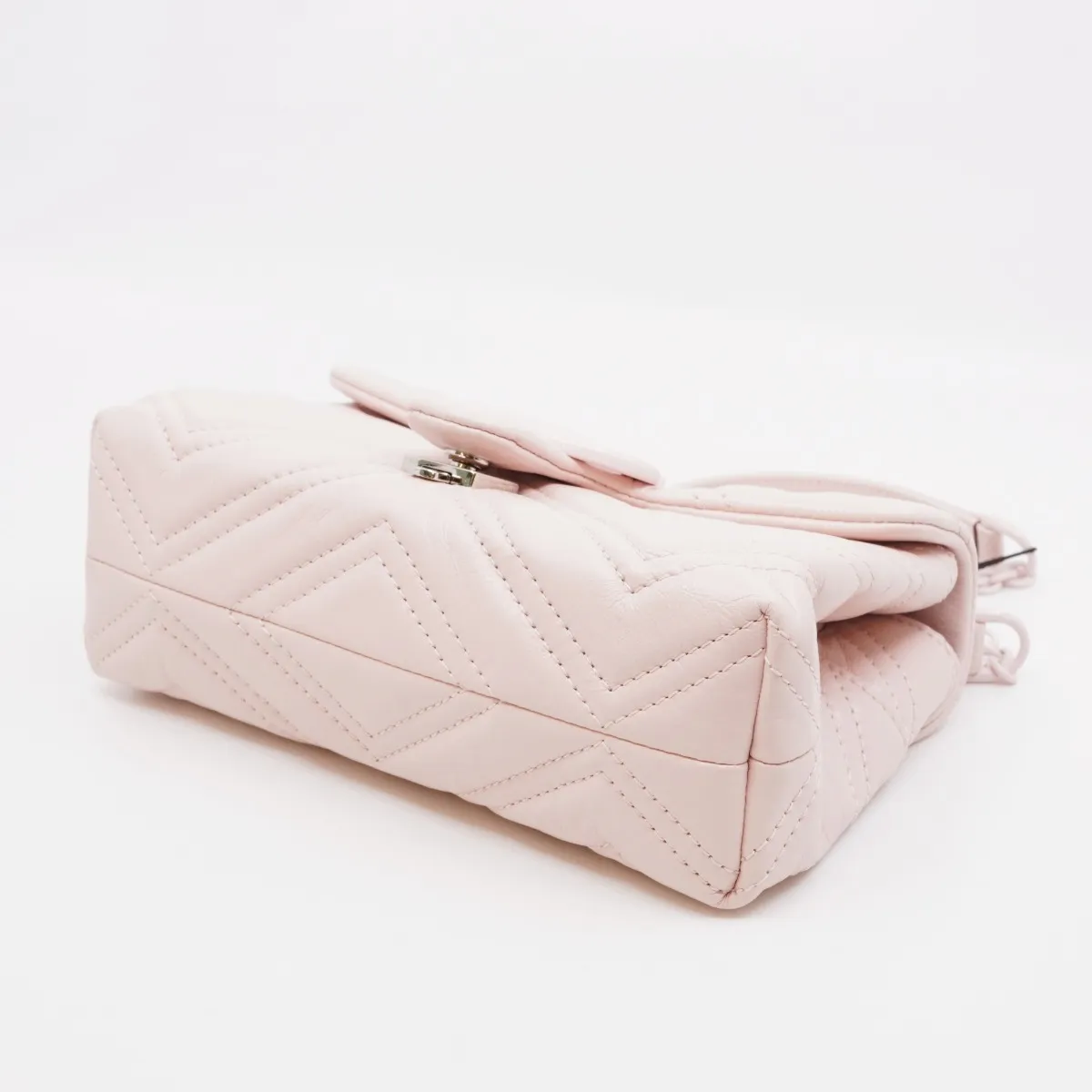 GG Marmont Leather Chain Shoulder Bag, Pink, 856368-AAFS1-5734, Pink Hardware, Dust Bag Included — view 3