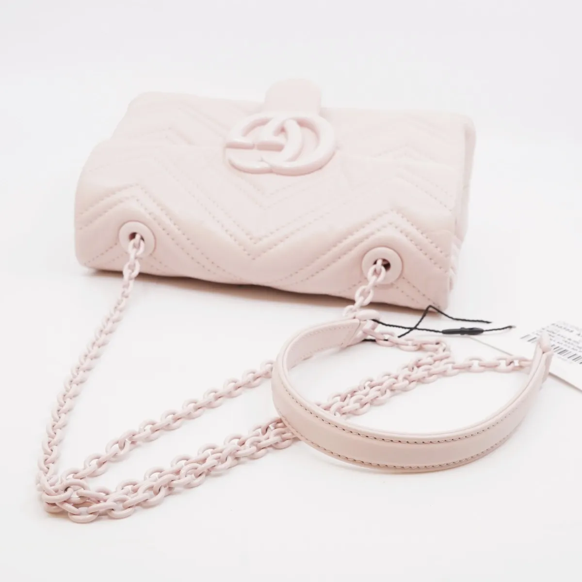 GG Marmont Leather Chain Shoulder Bag, Pink, 856368-AAFS1-5734, Pink Hardware, Dust Bag Included — view 5