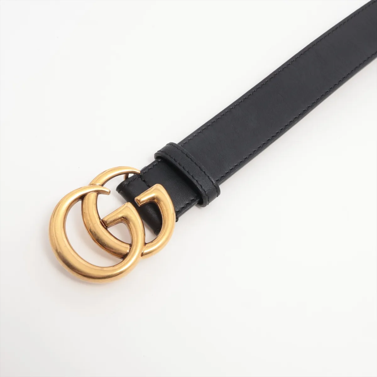 414516 GG Marmont Belt 100 Leather Black Hole added Cut Spreading Out of shape — view 2