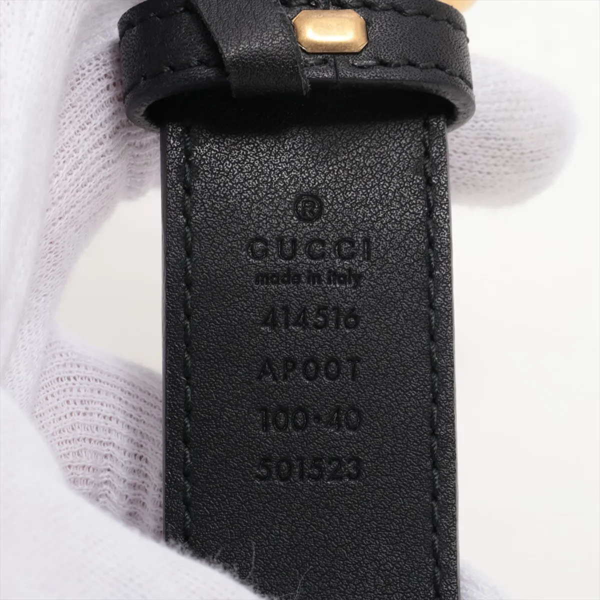 414516 GG Marmont Belt 100 Leather Black Hole added Cut Spreading Out of shape — view 5