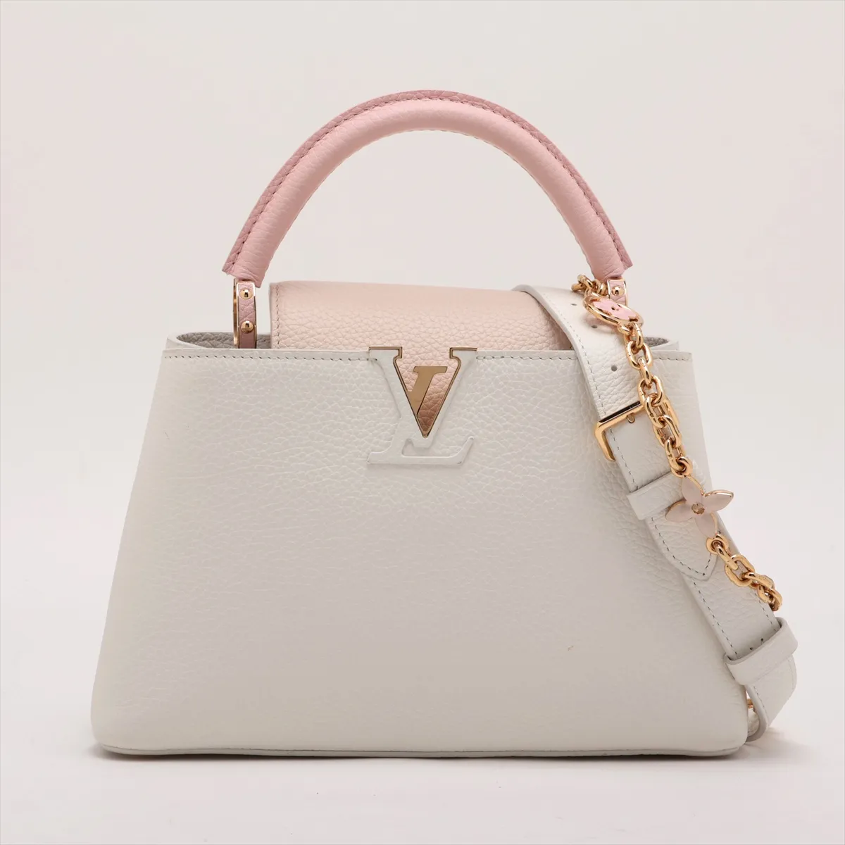 Taurillon Capucines BB M11343 White x Pink (RFID detected)