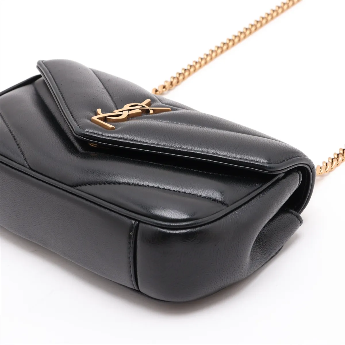 Loulou Toy Leather Chain Shoulder Bag, Black 821749 — view 3