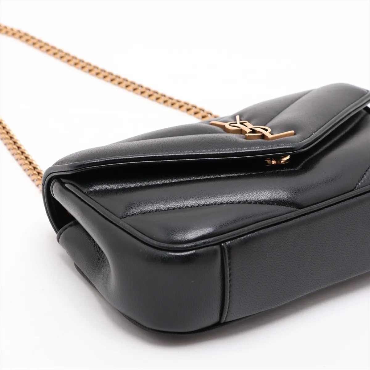 Loulou Toy Leather Chain Shoulder Bag, Black 821749 — view 4