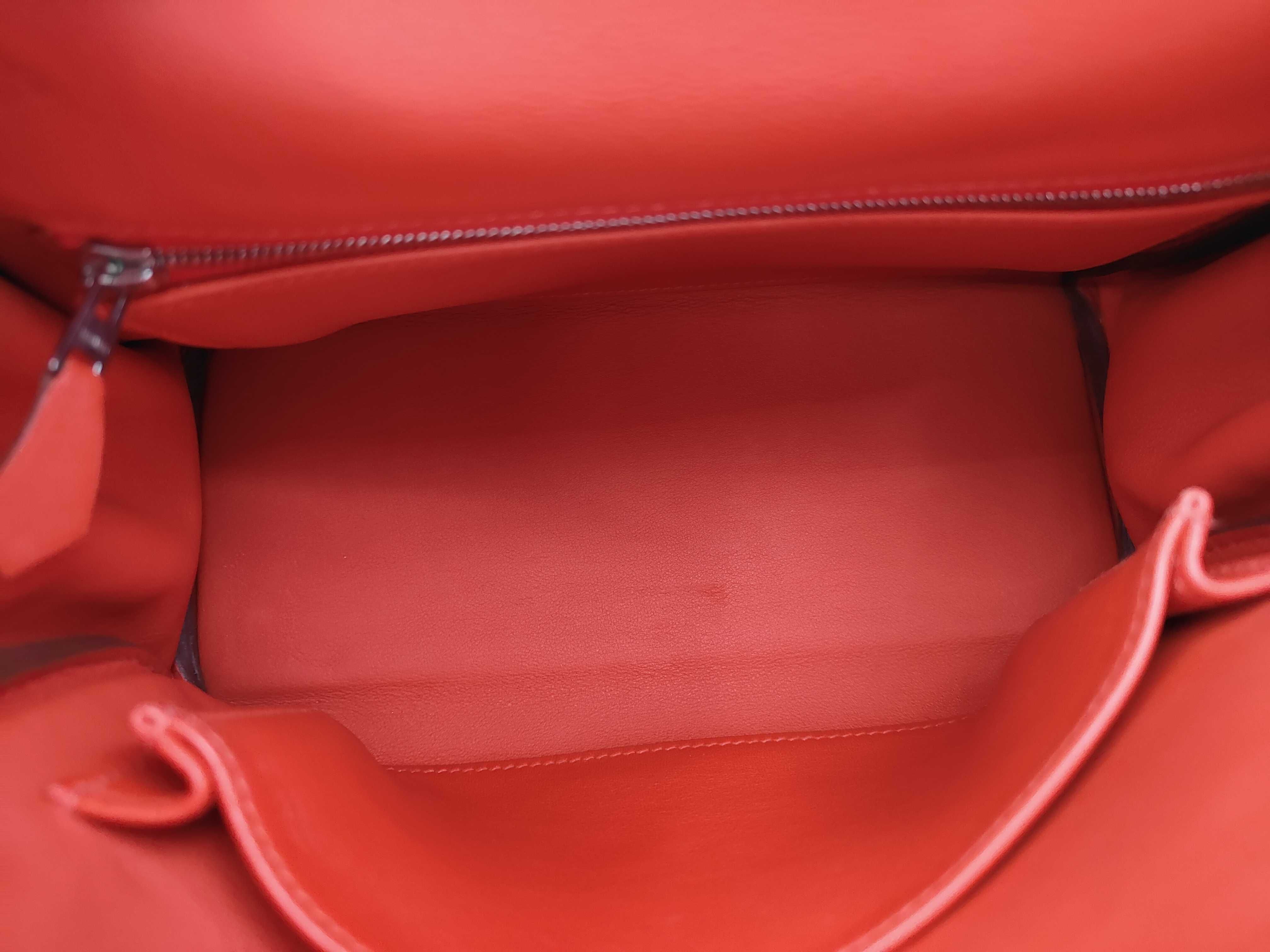 Kelly 25 Swift Orange Silver Hardware T Stamp Handbag — view 10
