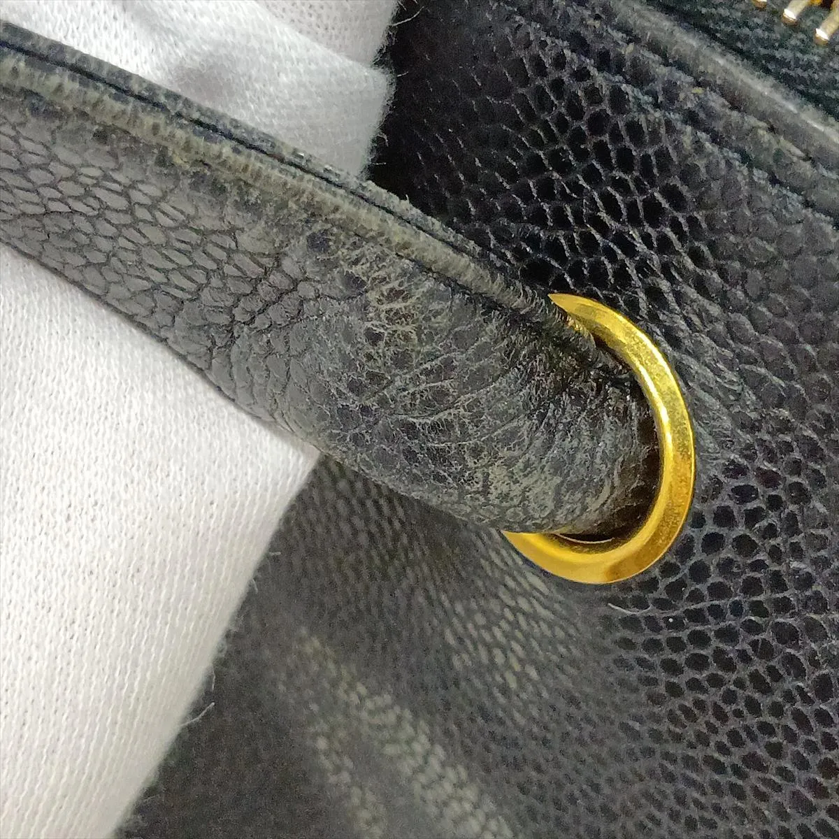 Coco Mark Caviar Skin Tote Bag, Black with Gold Hardware, Item No. 2840408 (Serial Number 2) — view 15