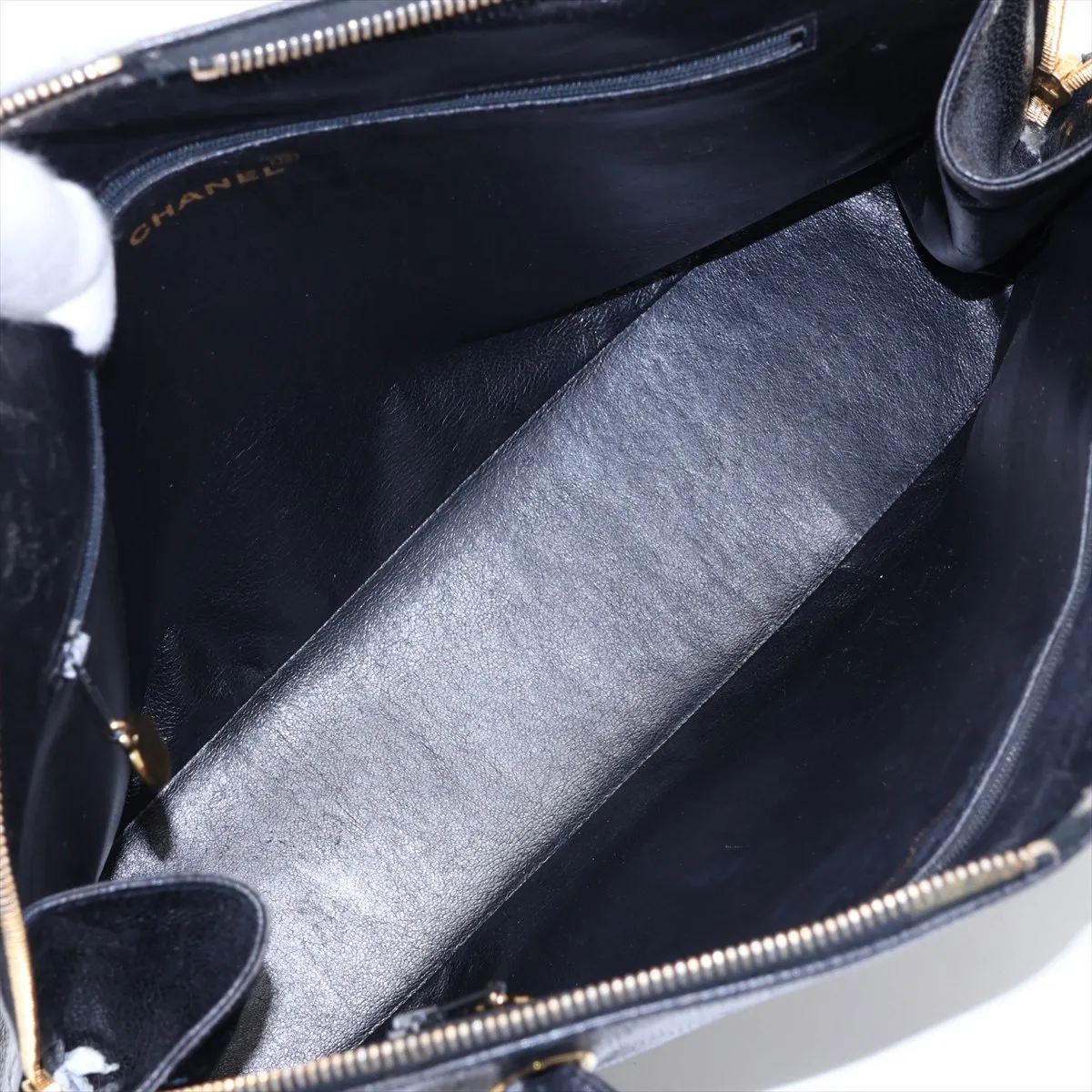 Coco Mark Caviar Skin Tote Bag, Black with Gold Hardware, Item No. 2840408 (Serial Number 2) — view 7