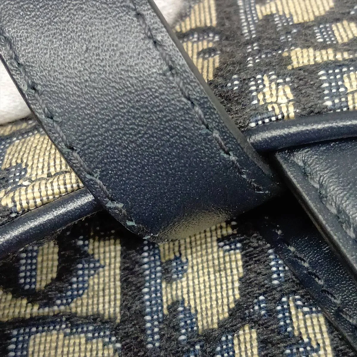 Oblique Saddle Bag, Canvas x Leather, 2-Way Handbag, Navy — view 12