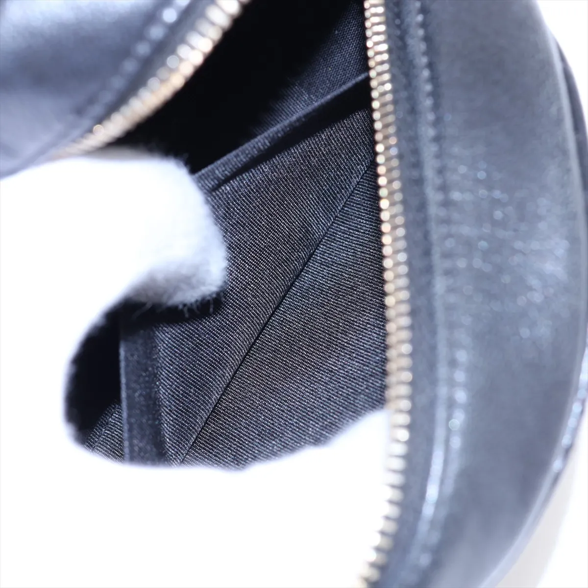 Matelassé Lambskin Chain Shoulder Bag, Round, Black with Gold Hardware, 30895811 (Serial Number in the 30s) — view 8