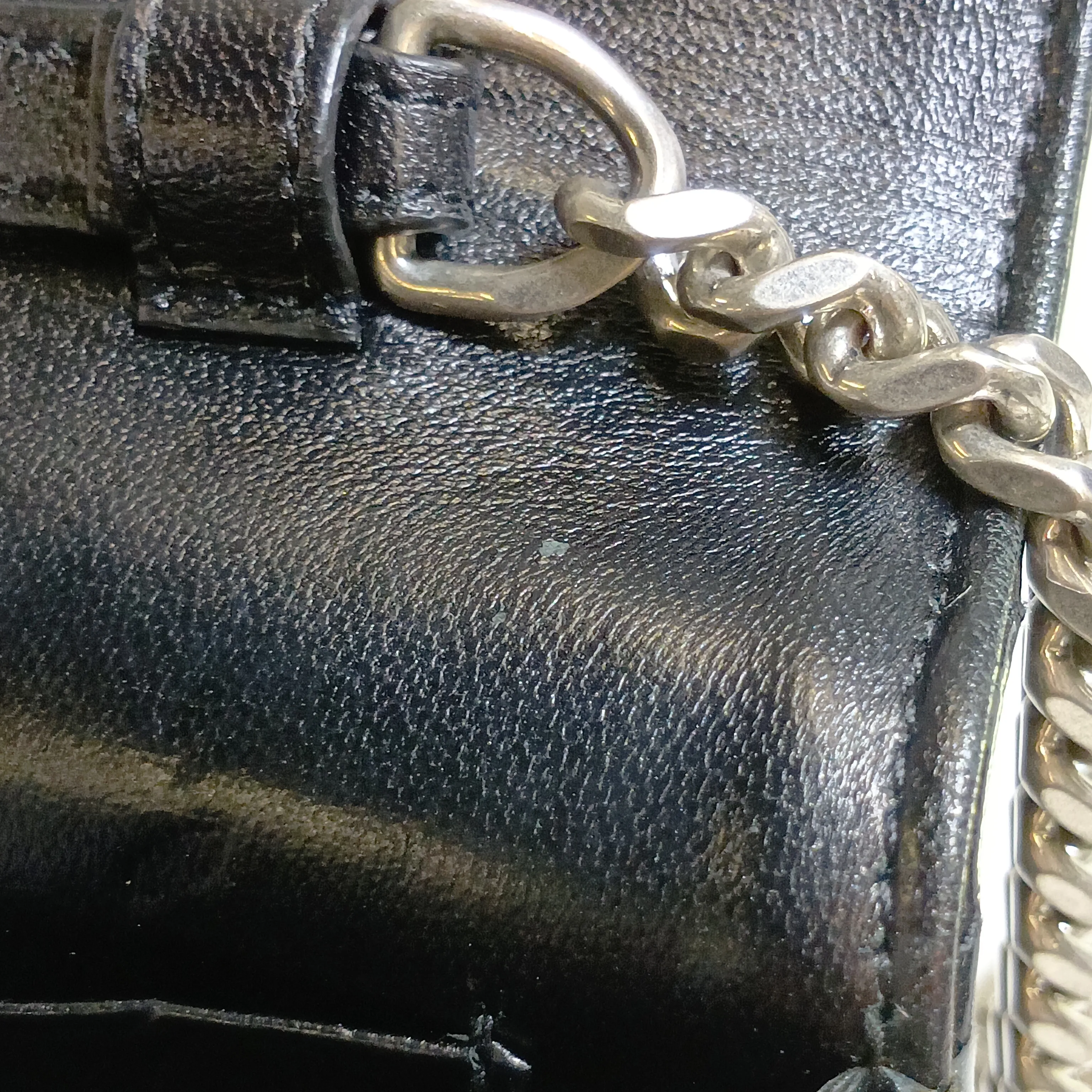 Cassandra 377828 Patent Leather Chain Wallet, Black — view 12