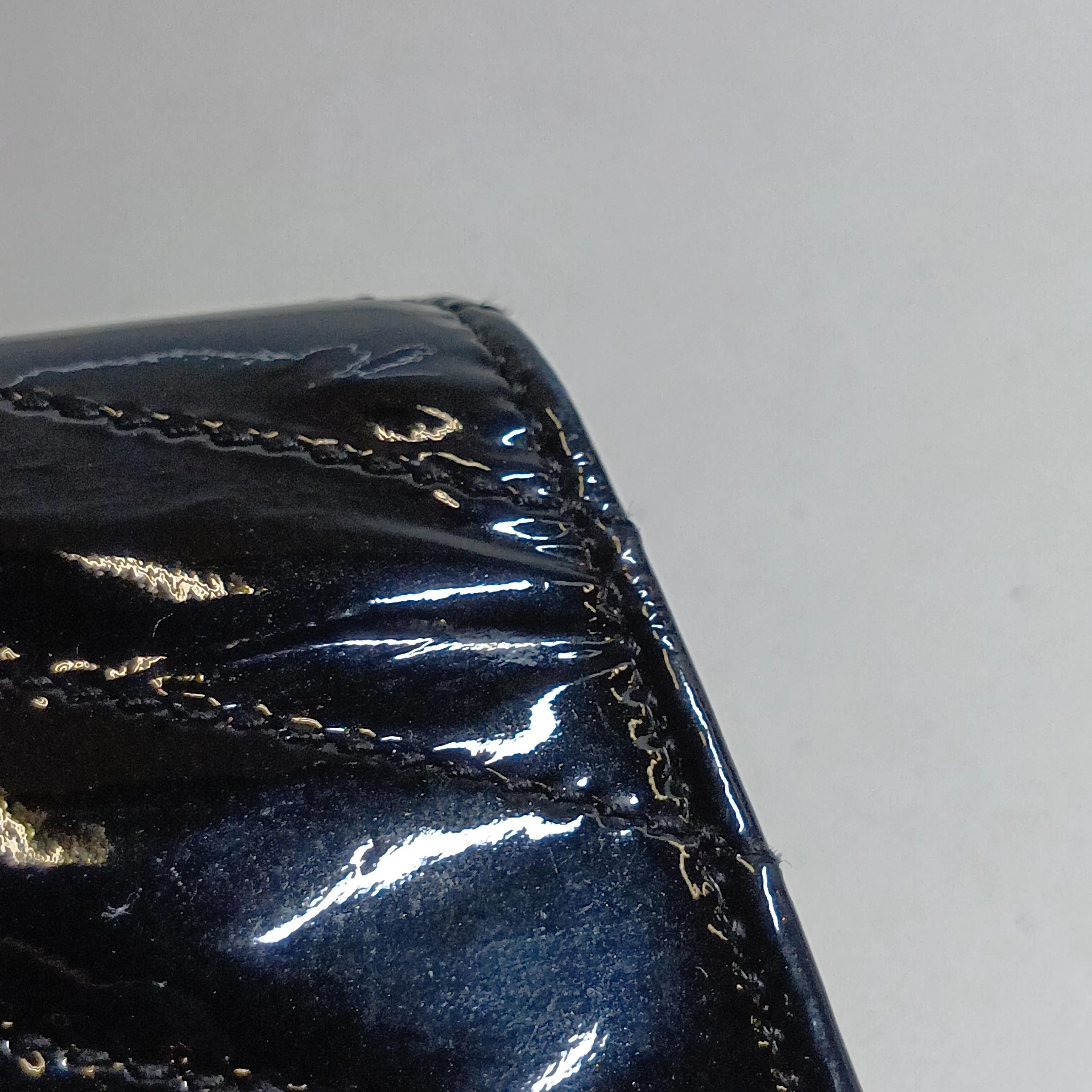 Cassandra 377828 Patent Leather Chain Wallet, Black — view 14