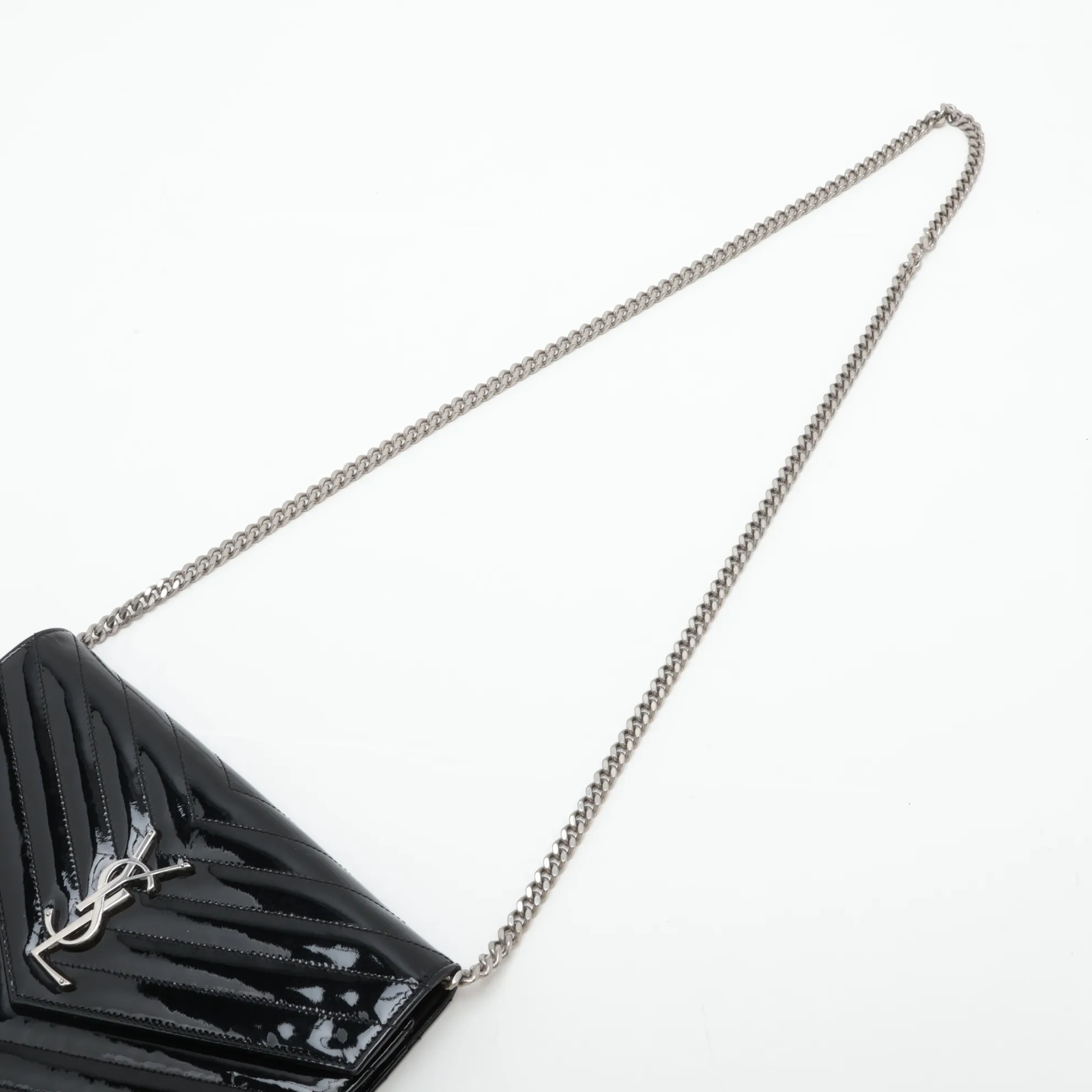 Cassandra 377828 Patent Leather Chain Wallet, Black — view 5