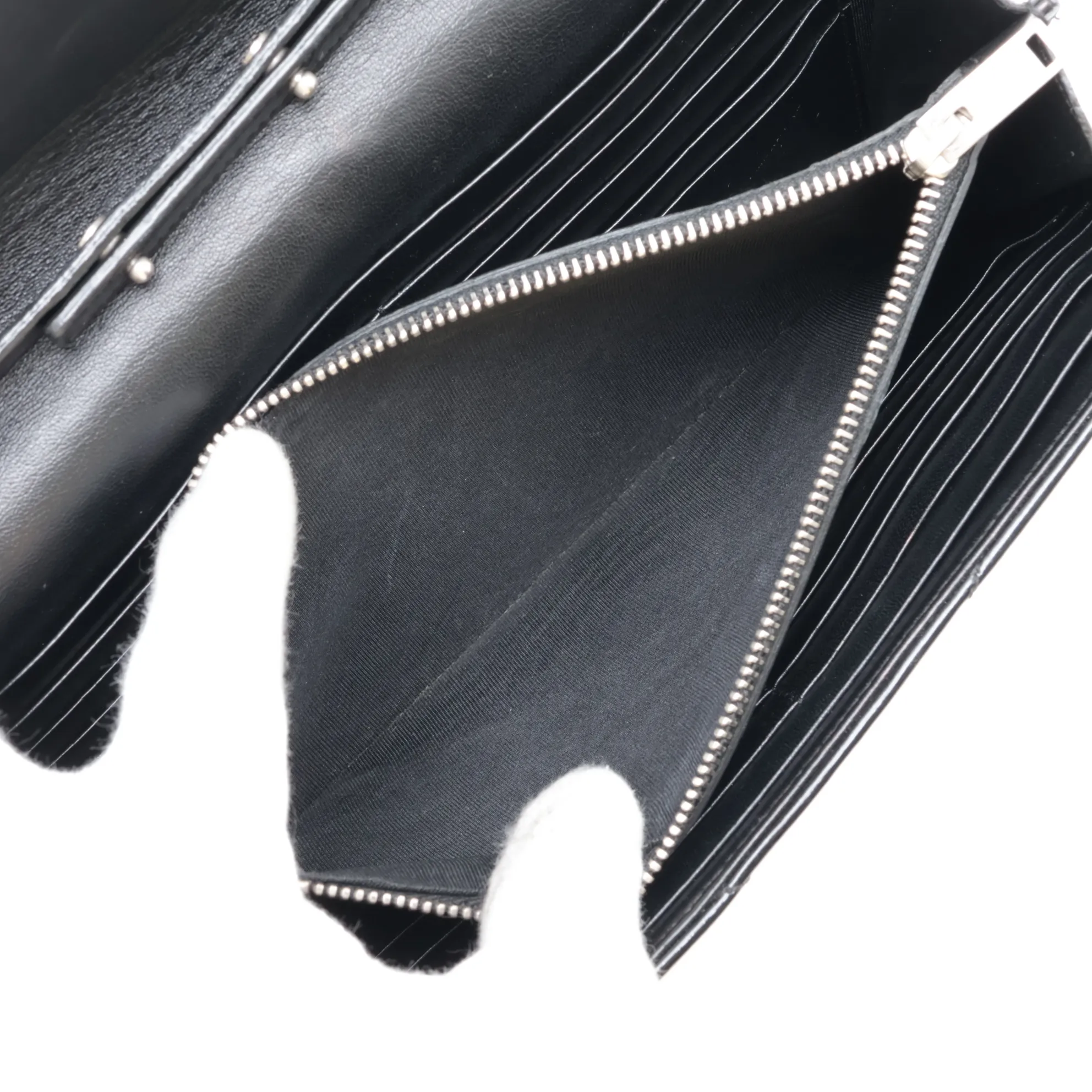 Cassandra 377828 Patent Leather Chain Wallet, Black — view 8
