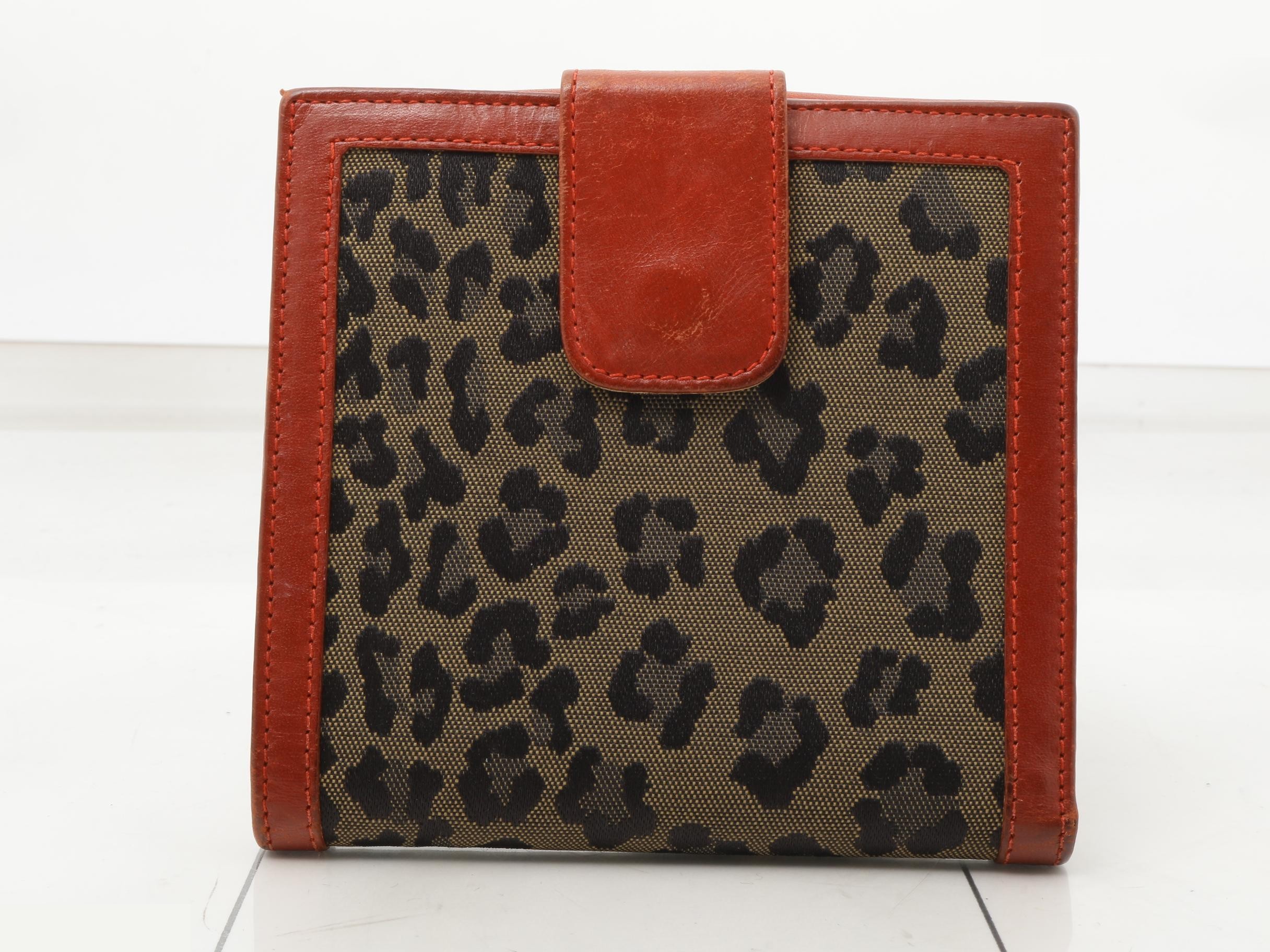 Canvas/Leather Leopard Print Bi-fold Wallet — view 2