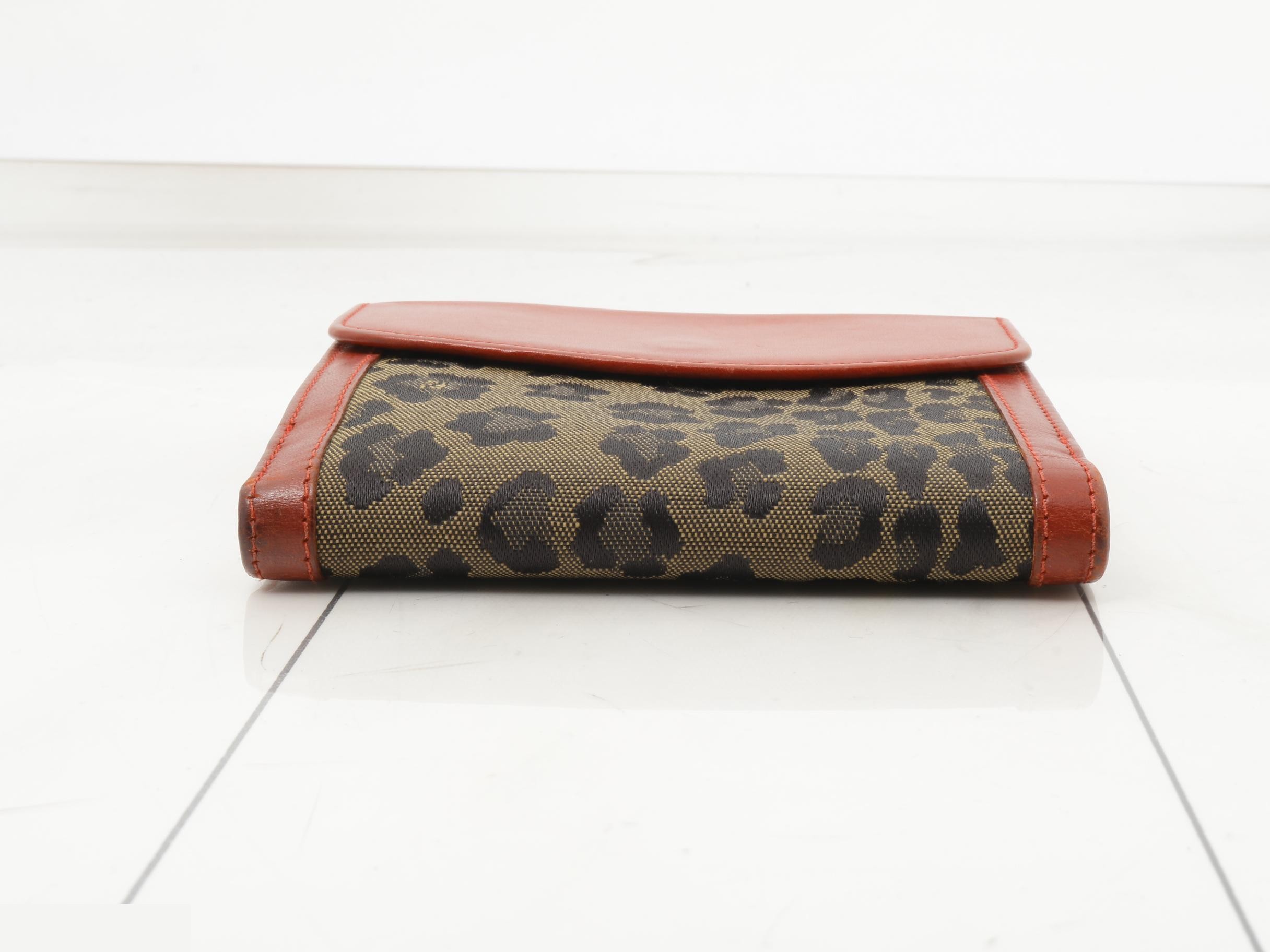 Canvas/Leather Leopard Print Bi-fold Wallet — view 3