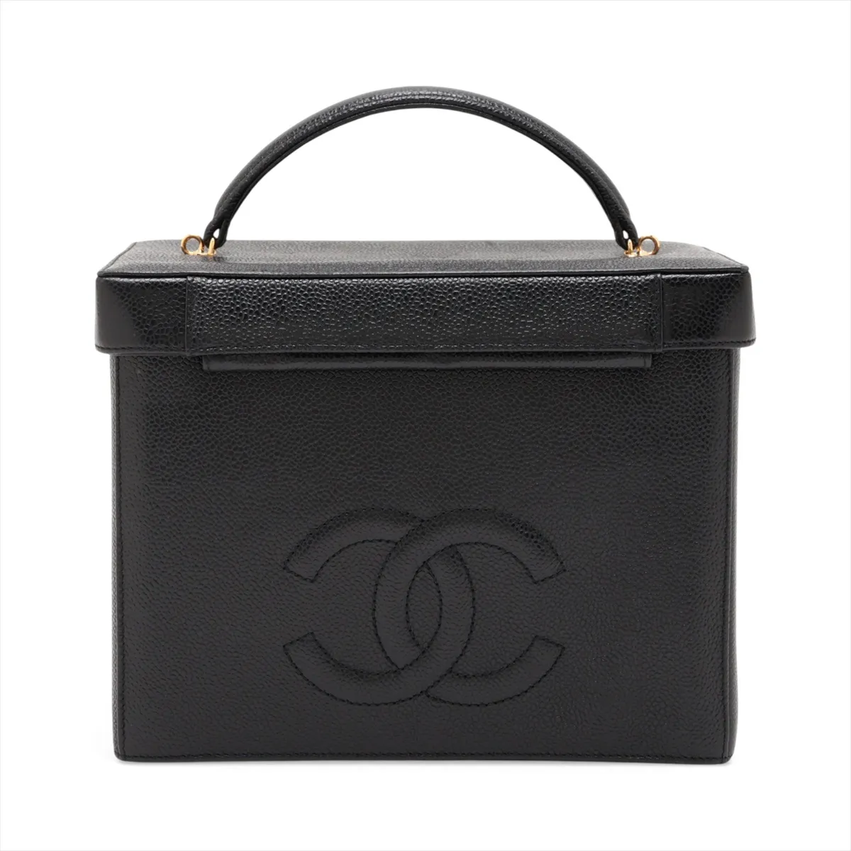 Coco Mark Caviar Skin 2-Way Handbag Vanity Case Black Gold Hardware 3640211 Series 3 A01999 — view 2