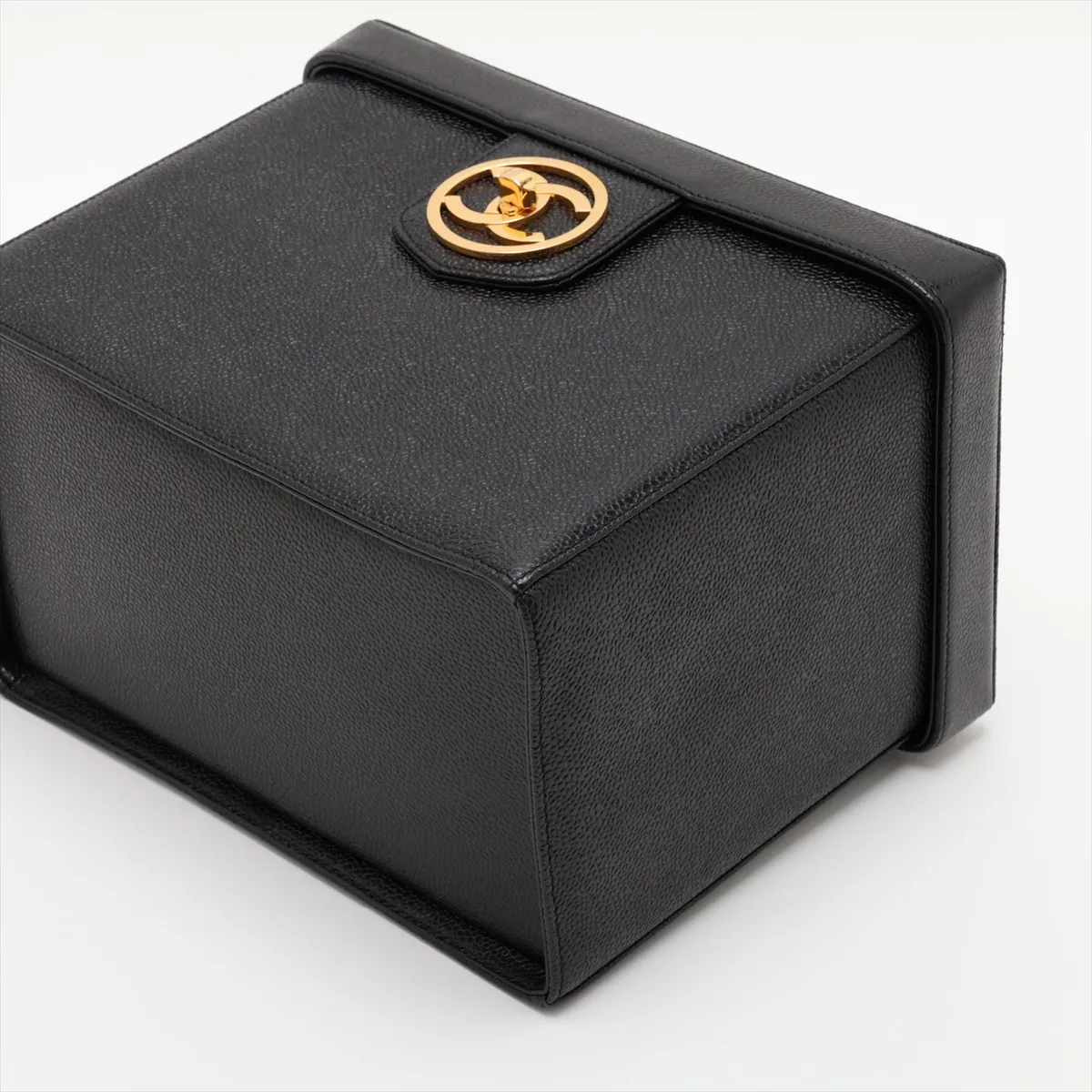Coco Mark Caviar Skin 2-Way Handbag Vanity Case Black Gold Hardware 3640211 Series 3 A01999 — view 3