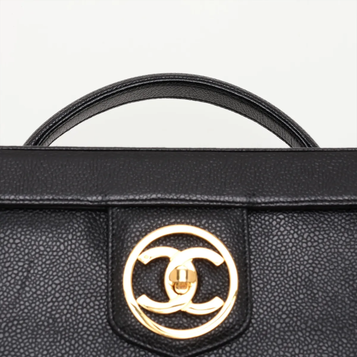 Coco Mark Caviar Skin 2-Way Handbag Vanity Case Black Gold Hardware 3640211 Series 3 A01999 — view 6