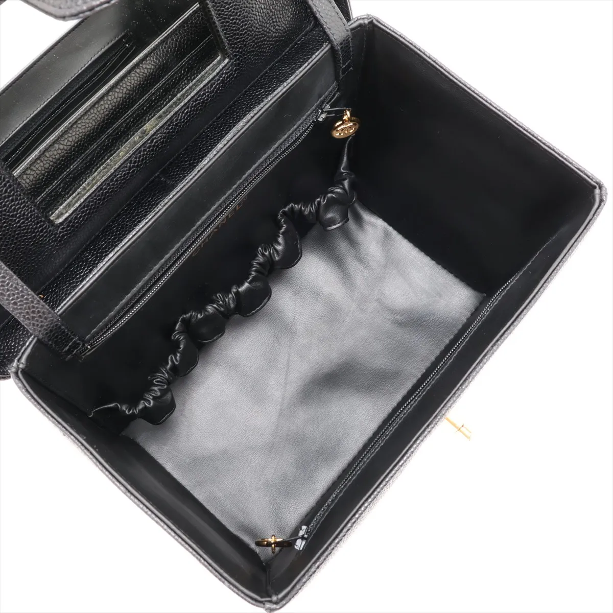 Coco Mark Caviar Skin 2-Way Handbag Vanity Case Black Gold Hardware 3640211 Series 3 A01999 — view 8