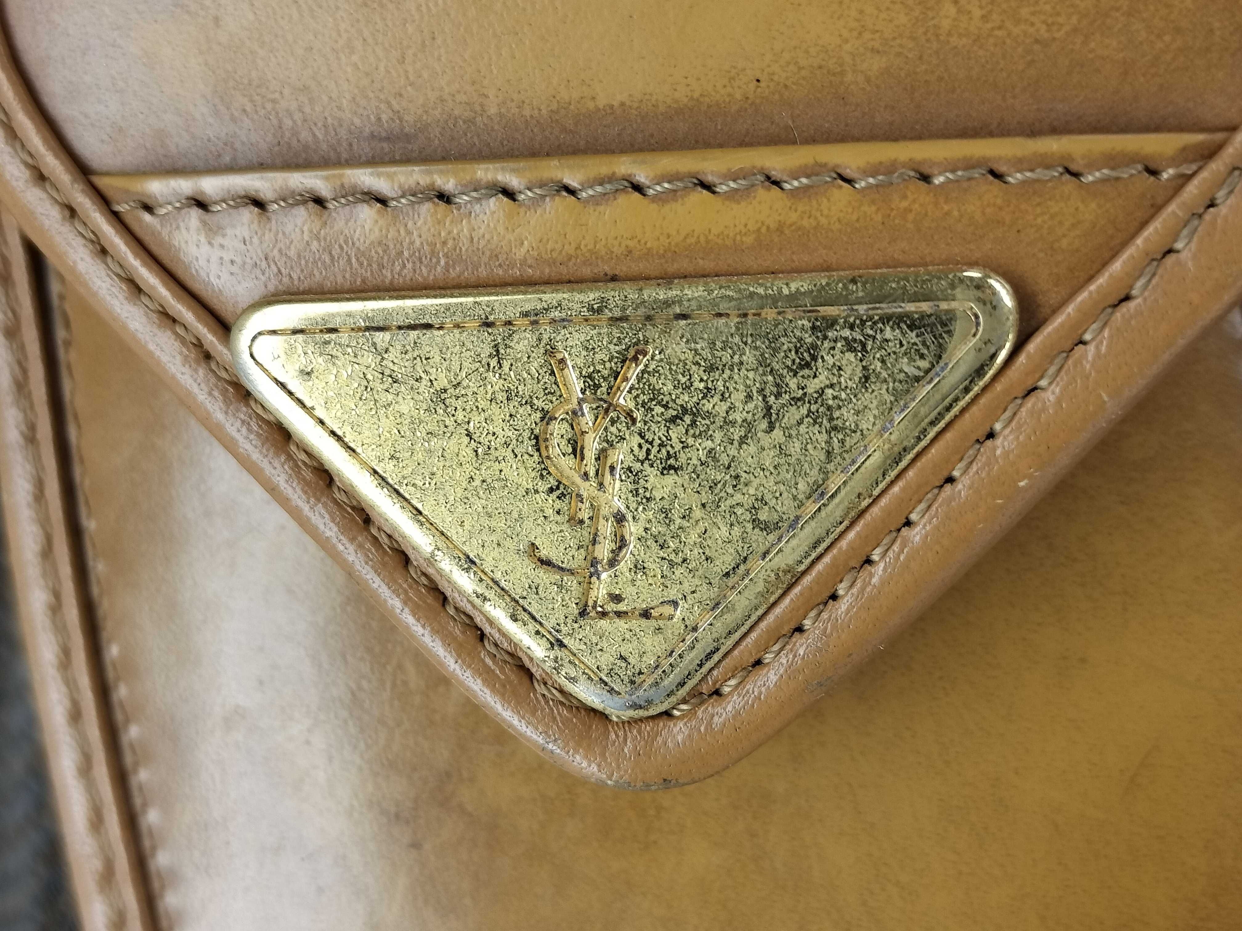 Shoulder Bag - YVES SAINT LAURENT Yves Shoulder Bag with Y Logo, Drawstring, Brown Shoulder Bag — view 14