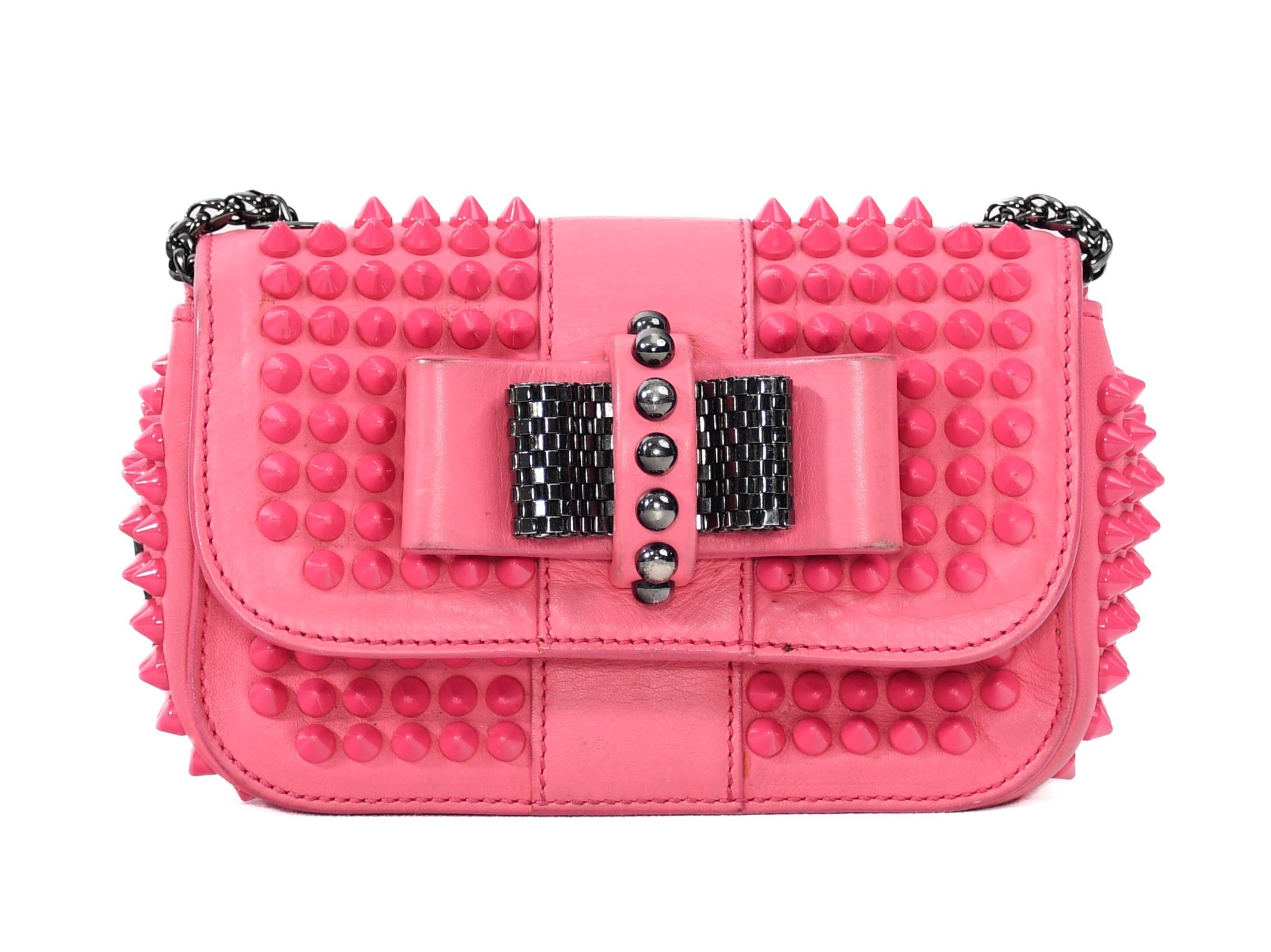 Studded chain shoulder bag, pink, Christian Louboutin