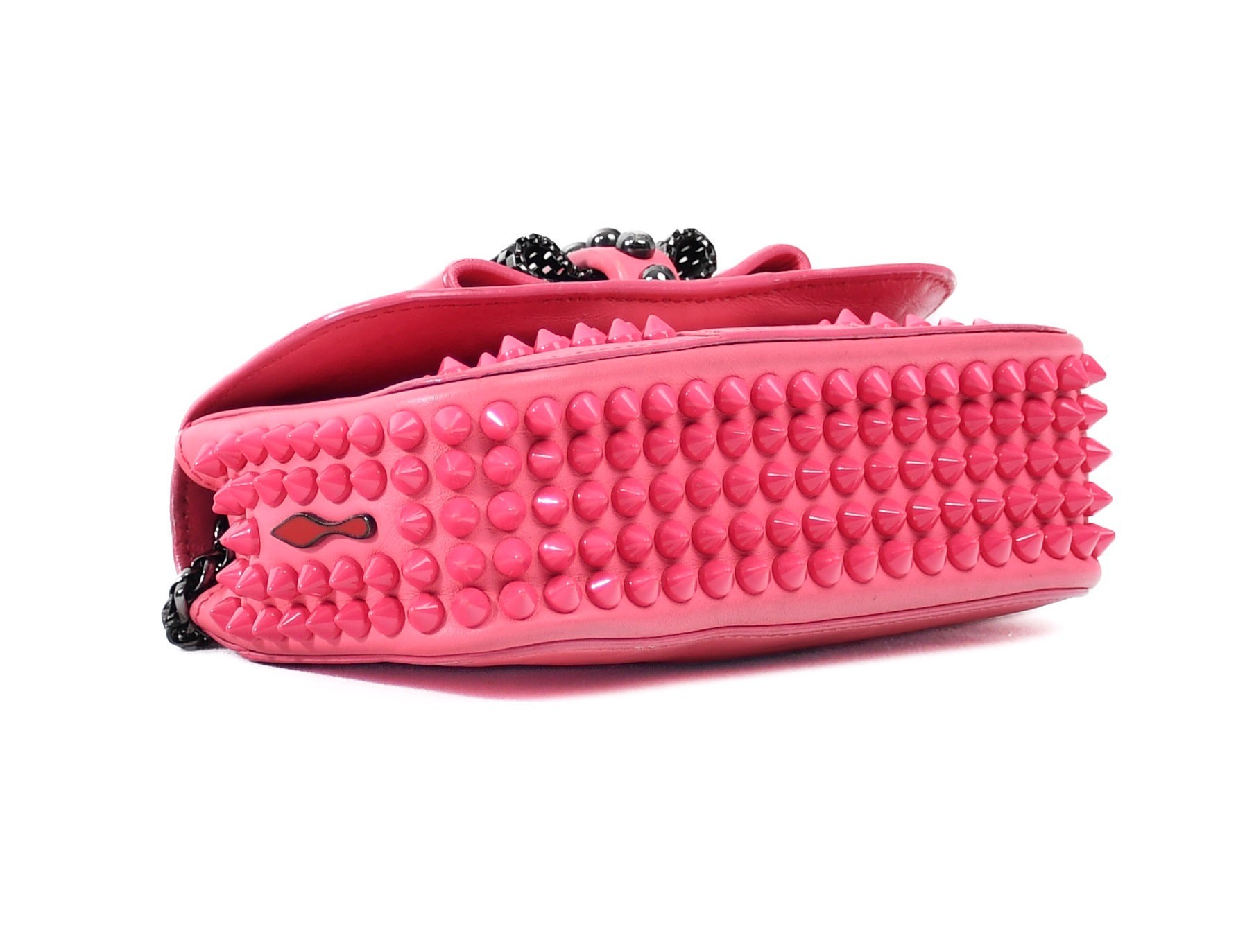 Studded chain shoulder bag, pink, Christian Louboutin — view 4