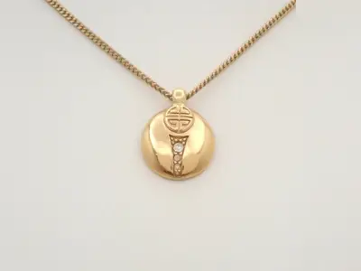 4G logo rhinestone GP necklace, chain approximately 42cm